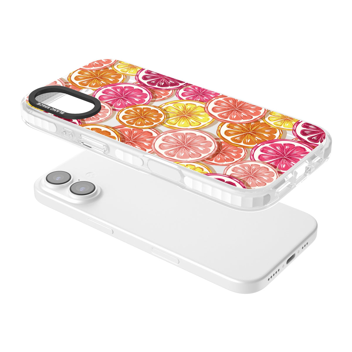 Citrus Fiesta iPhone 16 / iPhone 16 Plus / iPhone 17 Impact Clear Phone Case angled