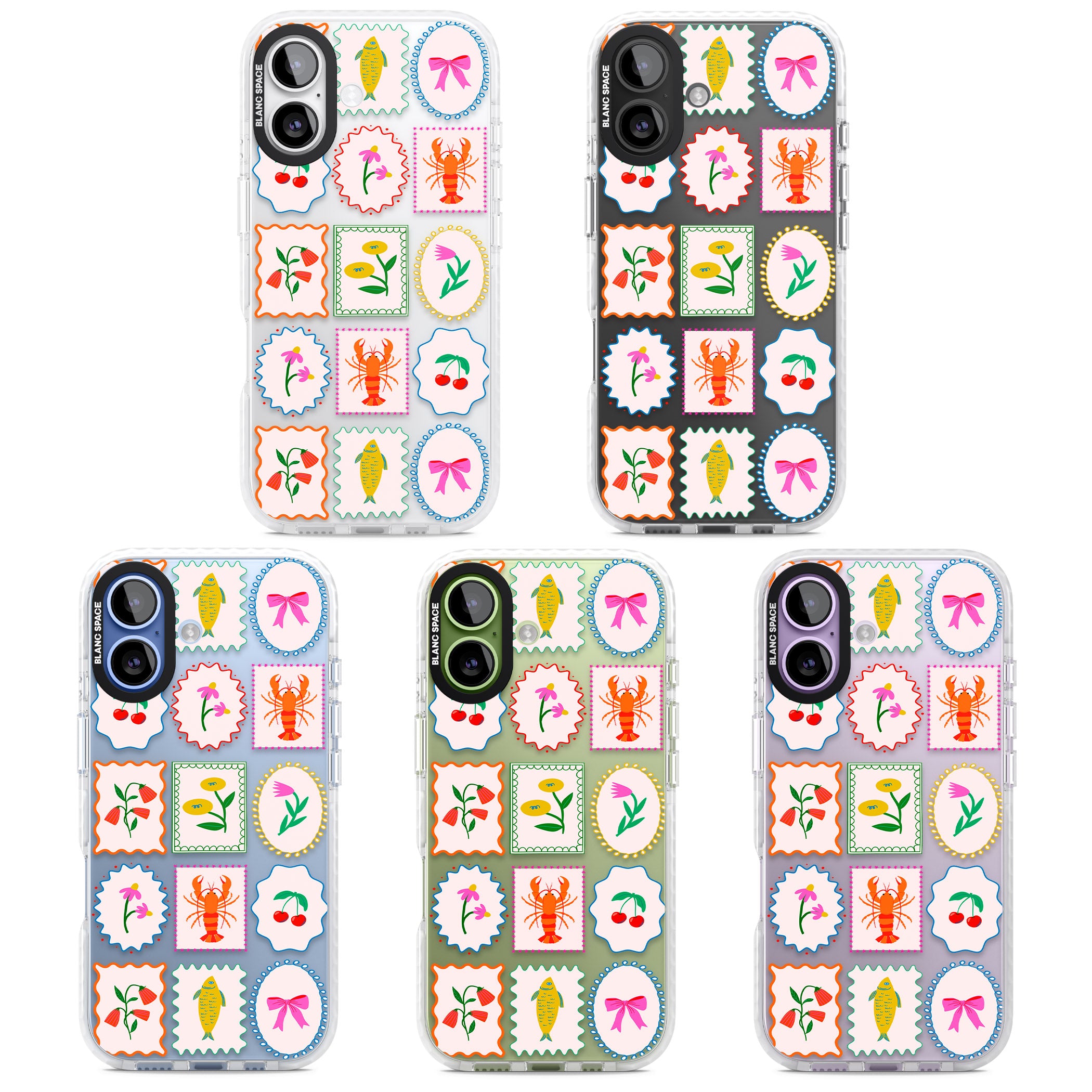 Floral Seafood Stamps iPhone 17 Impact Clear Phone Case APT Impact Protection