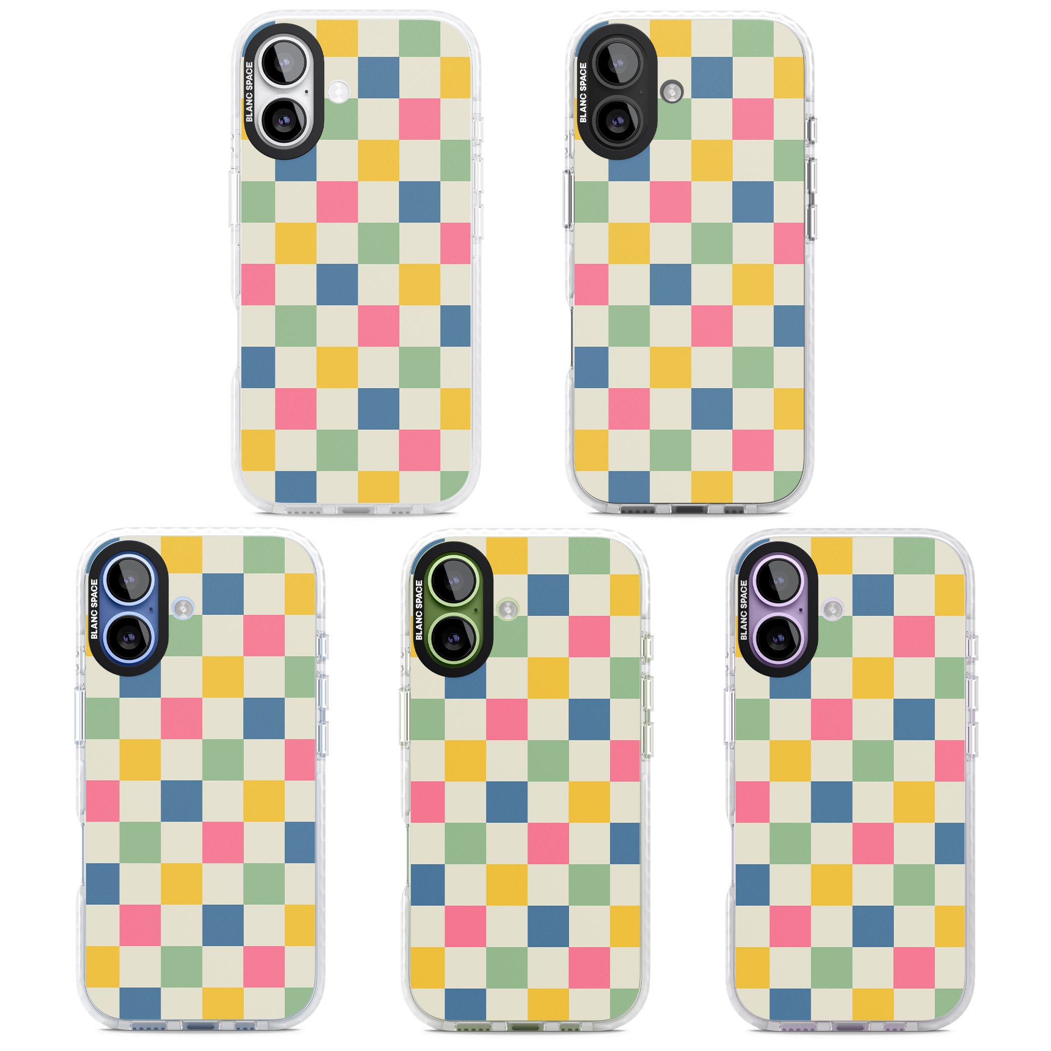 Pastel Multicolor Checkered iPhone 17 Impact Clear Phone Case APT Impact Protection