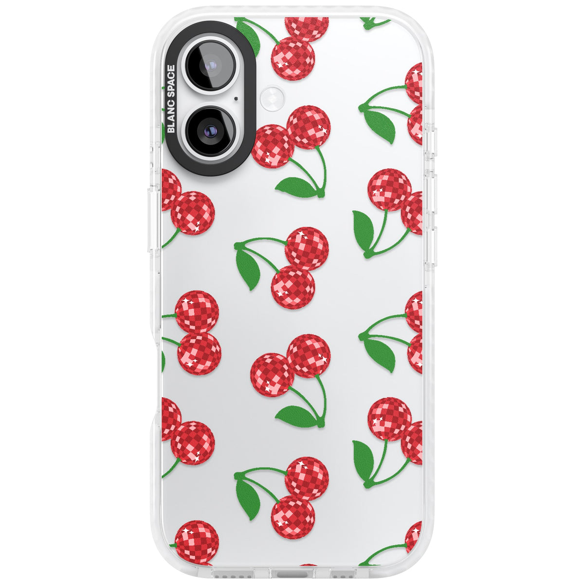 Disco Cherries iPhone 16 / iPhone 16 Plus / iPhone 17 Impact Clear Phone Case front