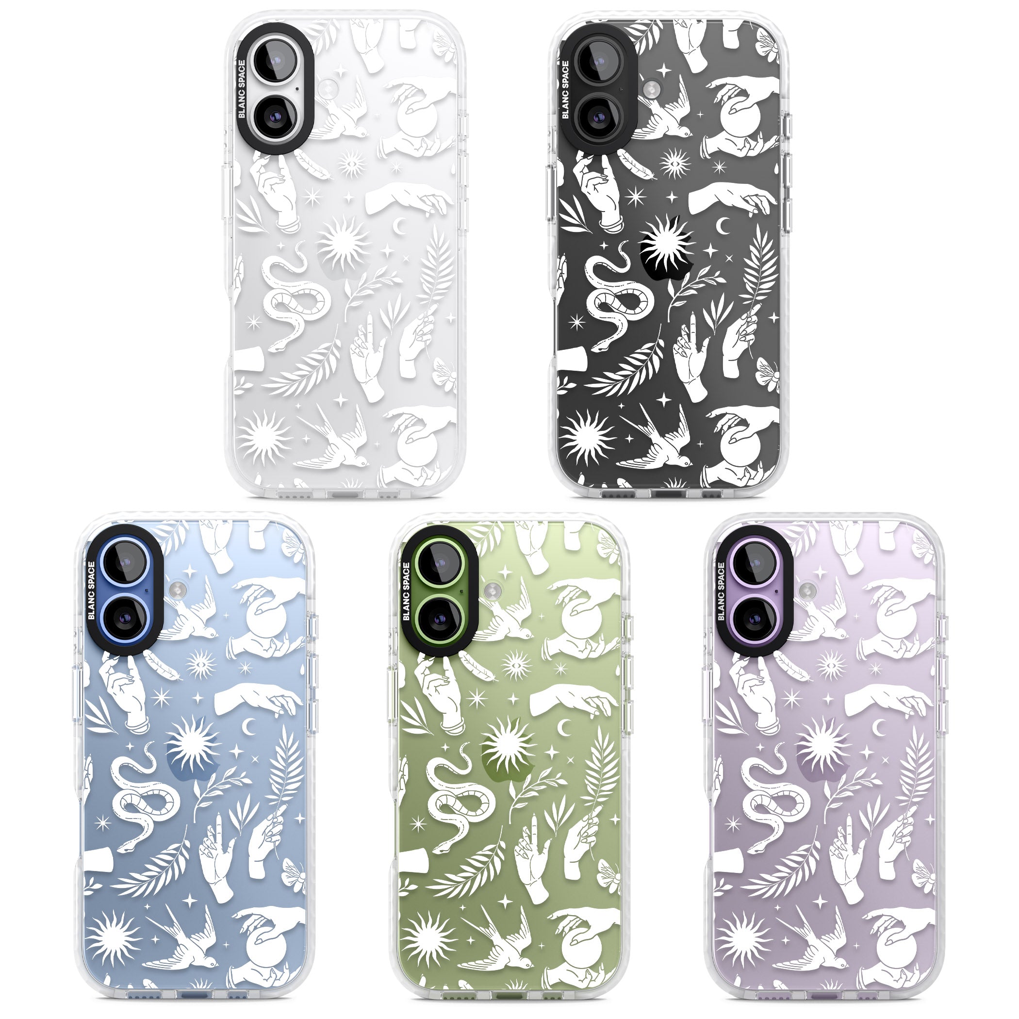 Celestial Pattern (White) iPhone 17 Impact Clear Phone Case APT Impact Protection