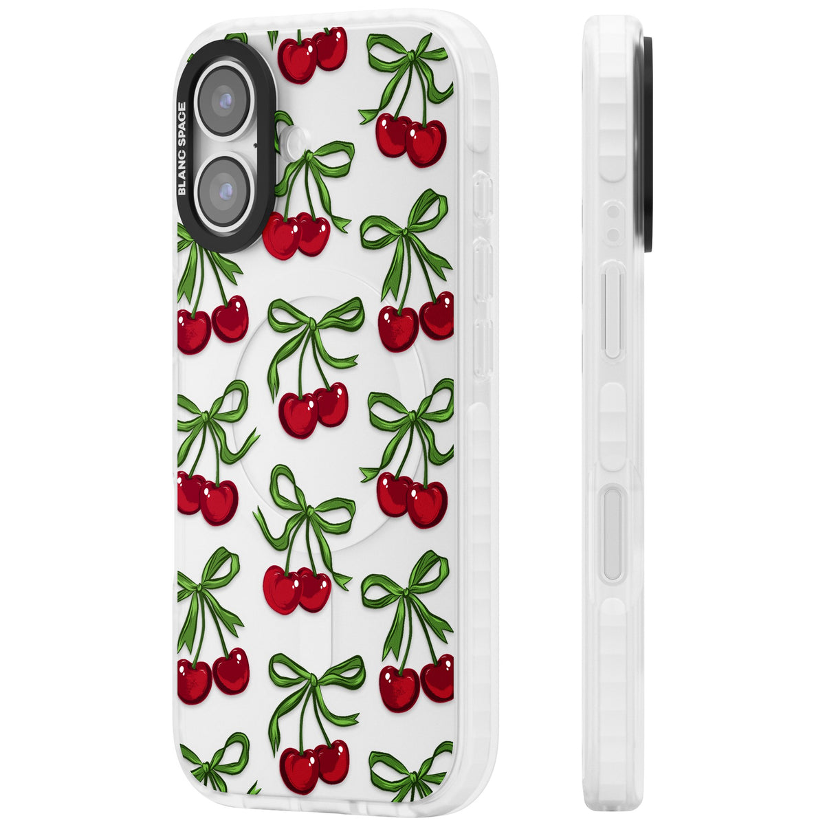 Cherry Bows iPhone 16 / iPhone 16 Plus / iPhone 17 Impact Clear Phone Case side