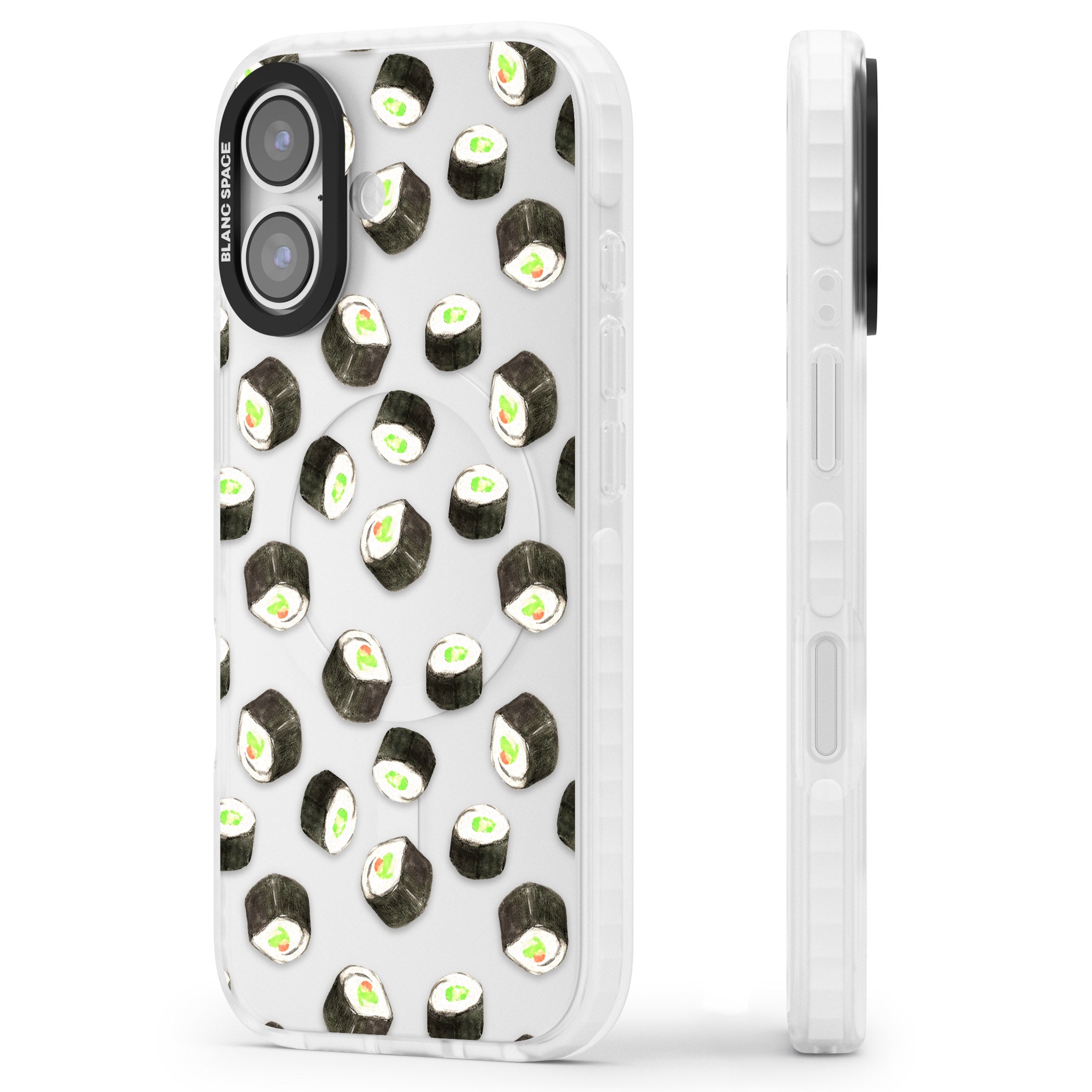 Sushi Pattern iPhone 17 Impact Clear Phone Case Side Profile