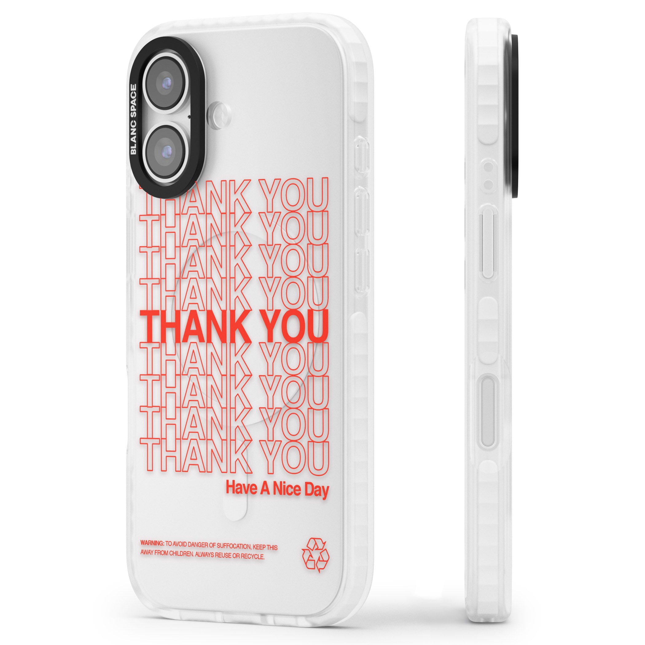 Thank You Have A Nice Day iPhone 17 Impact Clear Phone Case Side Profile