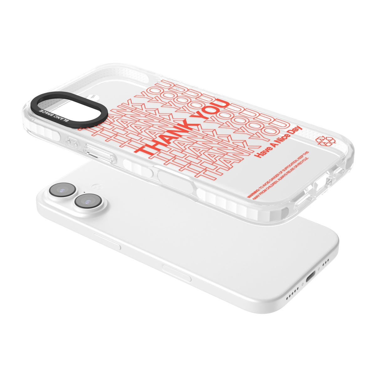 Thank You Have A Nice Day iPhone 16 / iPhone 16 Plus / iPhone 17 Impact Clear Phone Case angled