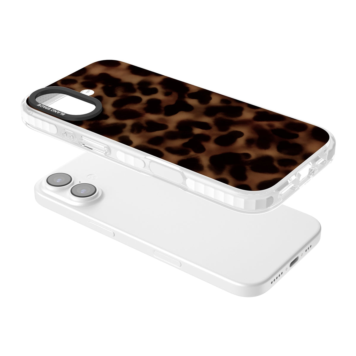 Dark Tortoise Shell old money iPhone case featuring a dark tortoiseshell pattern with amber and black animal print tones iPhone 16 / iPhone 16 Plus / iPhone 17 Impact Clear Phone Case angled