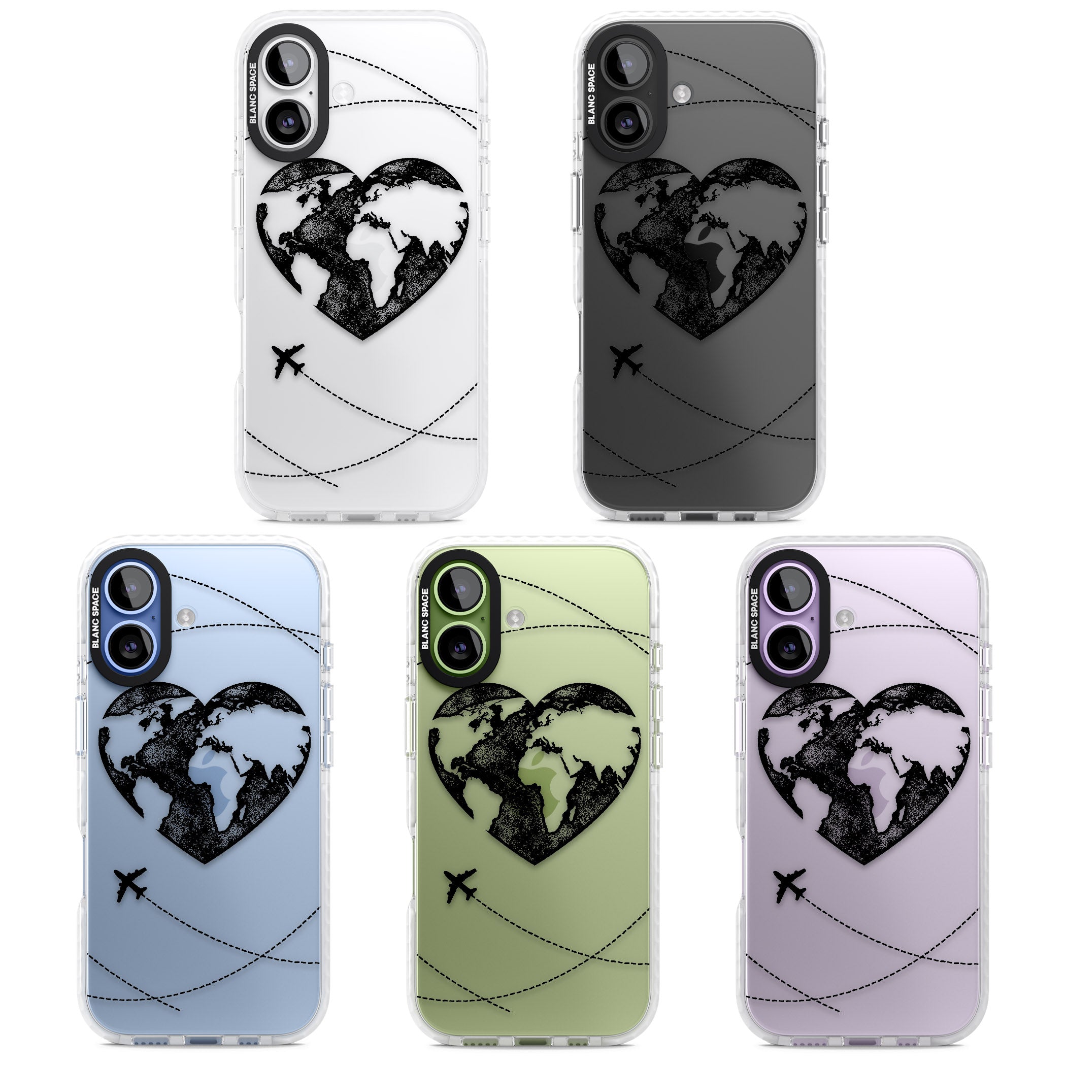 Globe Heart iPhone 17 Impact Clear Phone Case APT Impact Protection