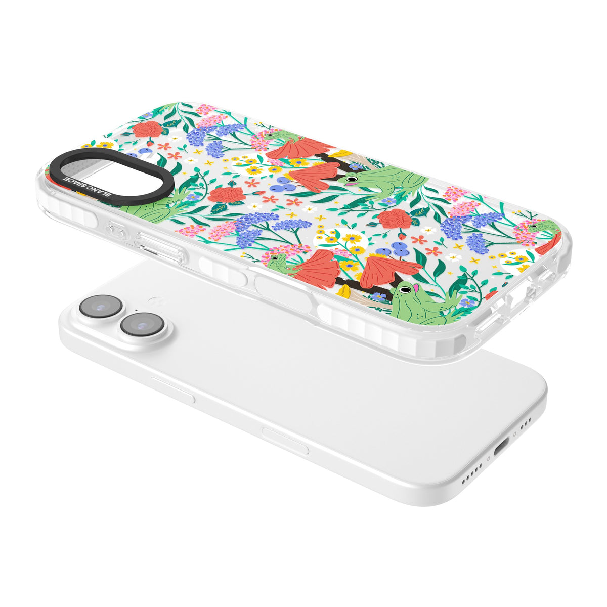 Tropical iPhone 16 / iPhone 16 Plus / iPhone 17 Impact Clear Phone Case angled