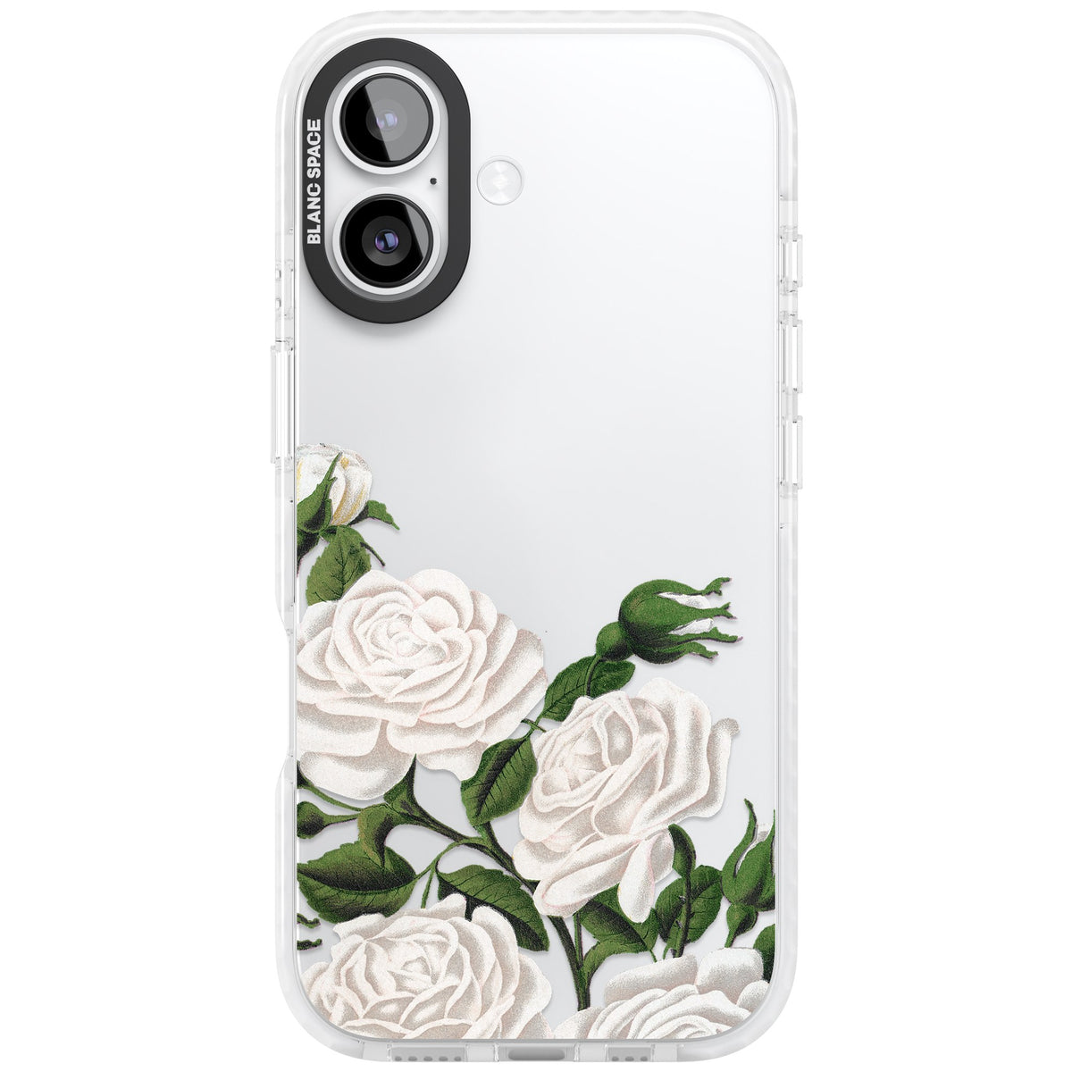 White Vintage Painted Flowers iPhone 16 / iPhone 16 Plus / iPhone 17 Impact Clear Phone Case front