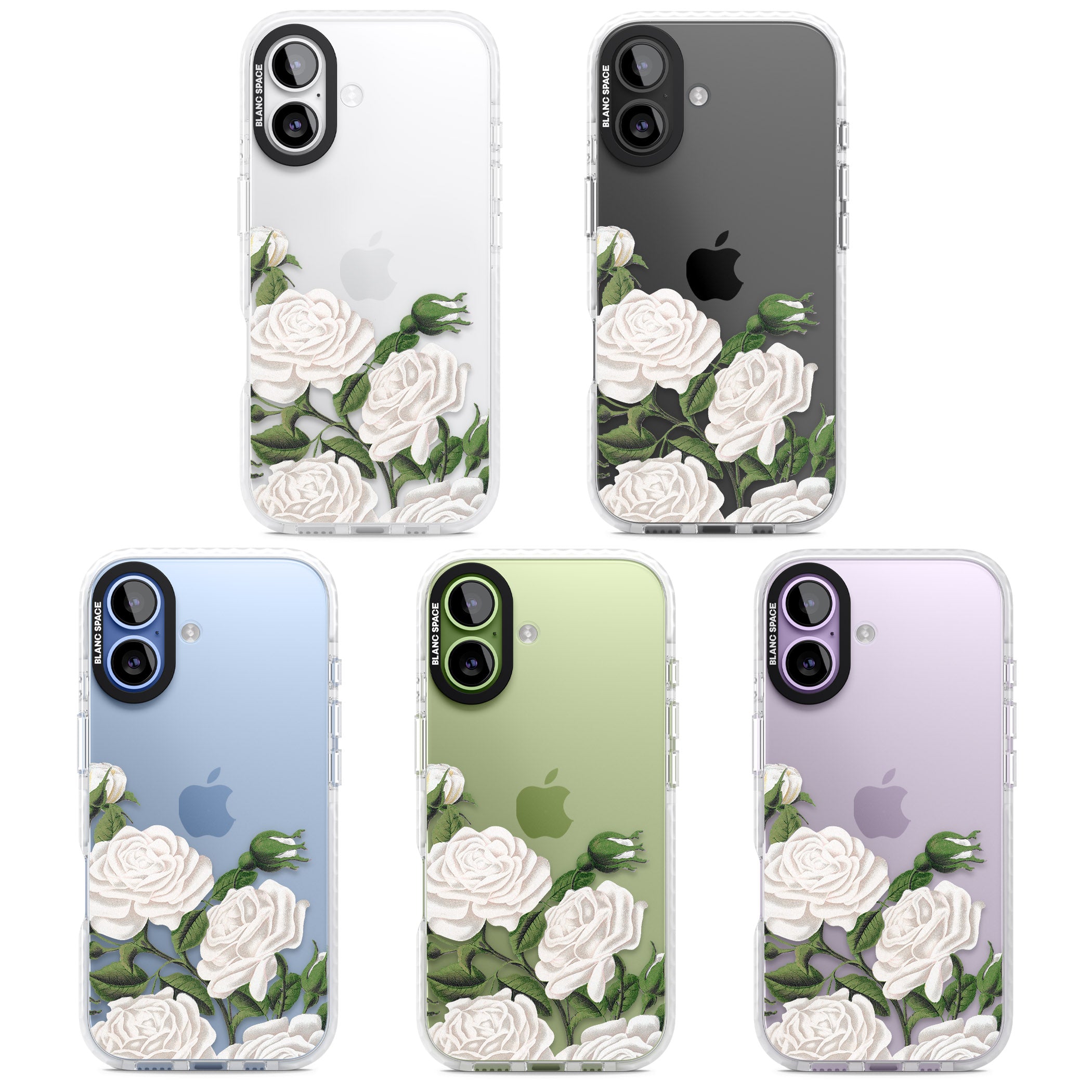 White Vintage Painted Flowers iPhone 17 Impact Clear Phone Case APT Impact Protection