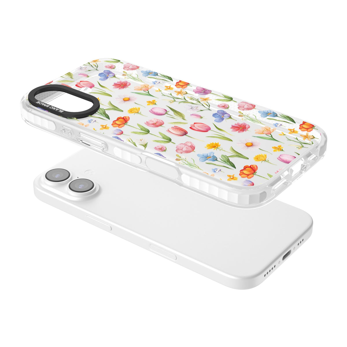 Small Flower Mix iPhone 16 / iPhone 16 Plus / iPhone 17 Impact Clear Phone Case angled