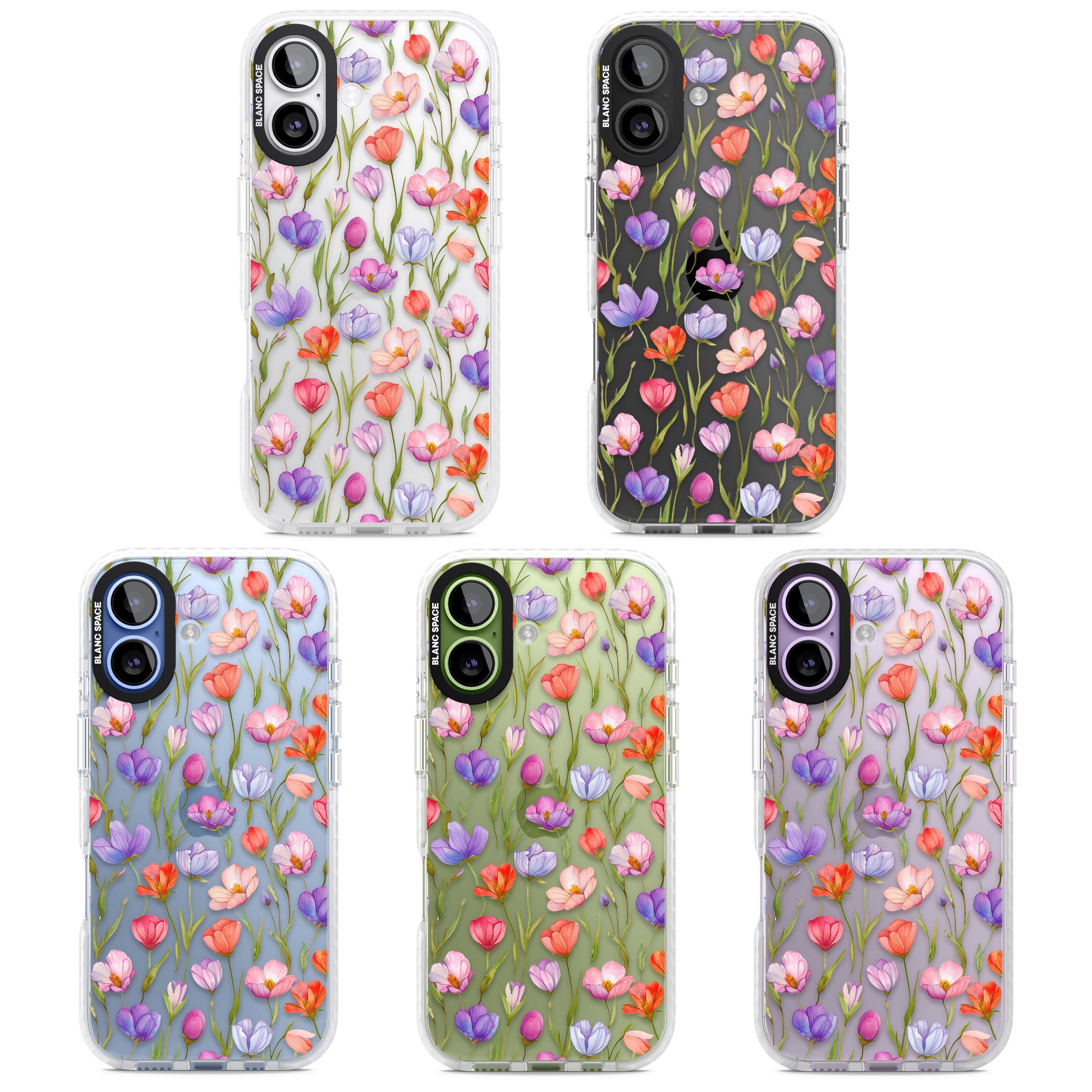 Red, Pink & Purple Flowers iPhone 17 Impact Clear Phone Case APT Impact Protection
