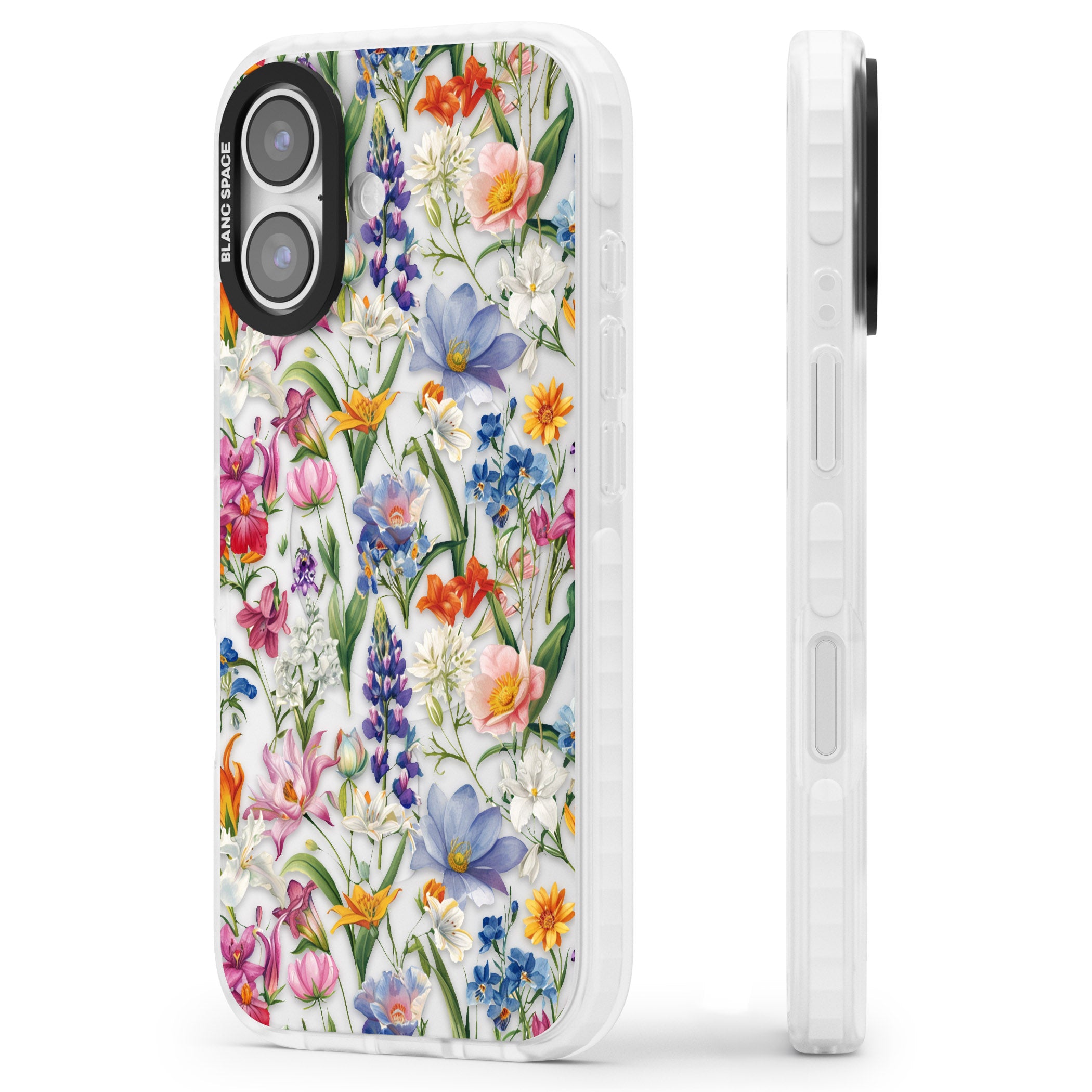 Vintage Wildflowers iPhone 17 Impact Clear Phone Case Side Profile