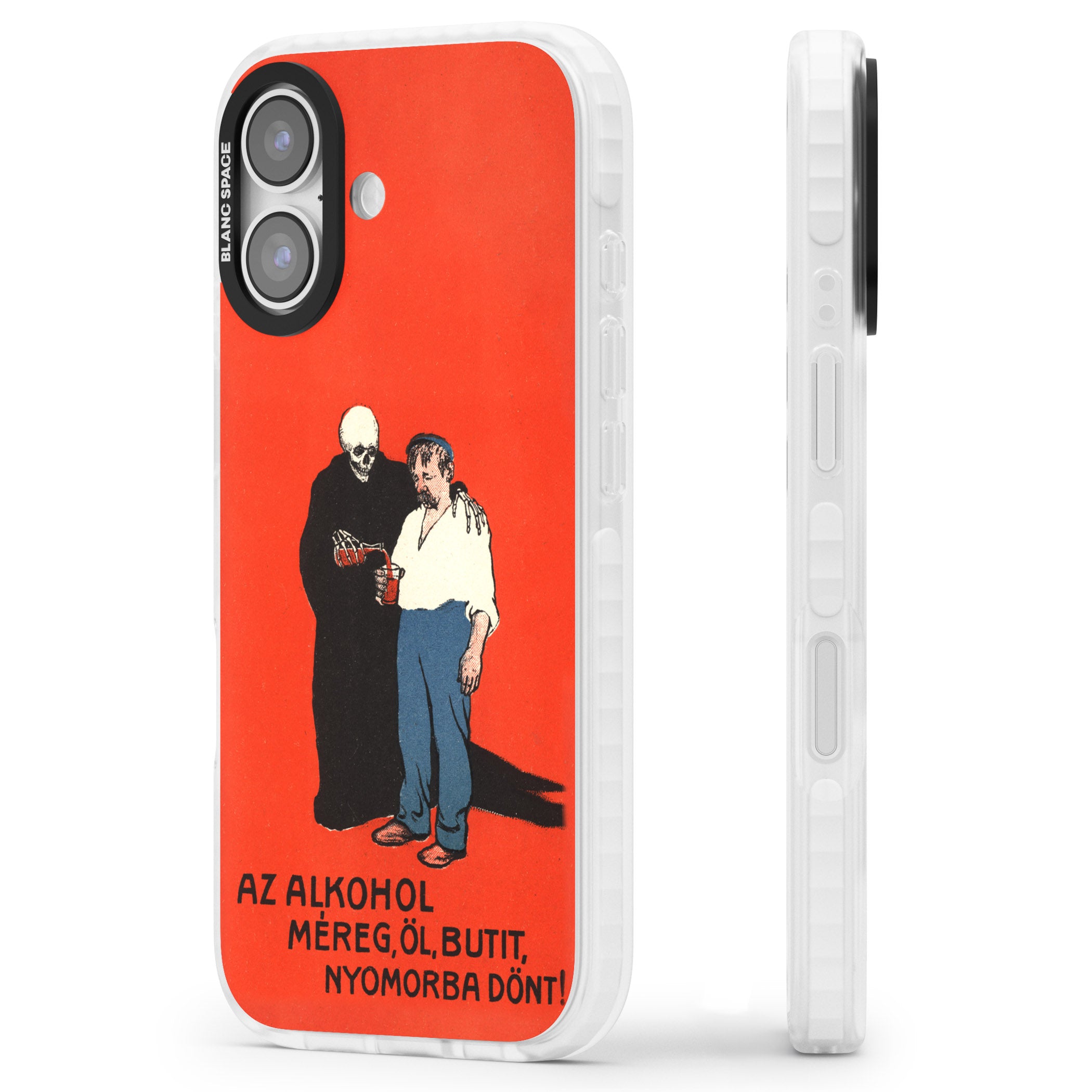 Az Alkohol Poster iPhone 17 Impact Clear Phone Case Side Profile