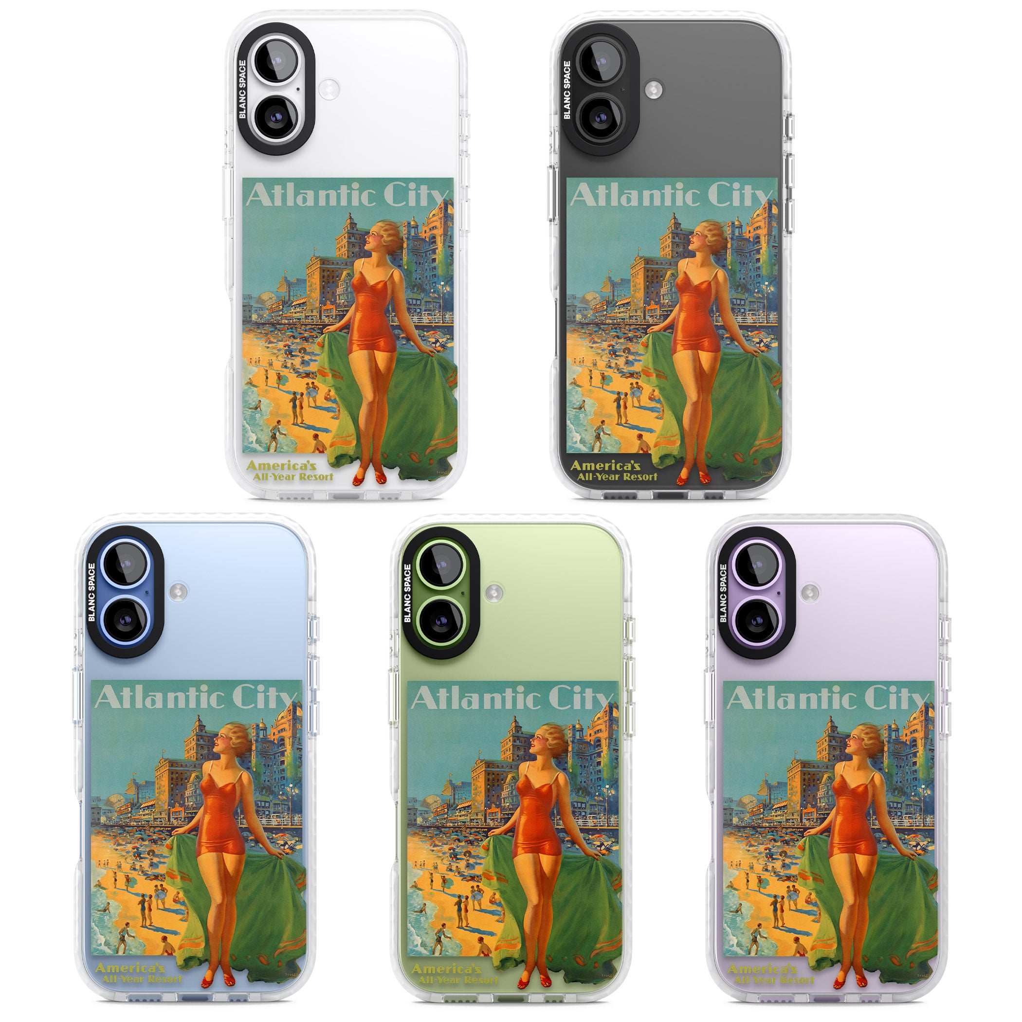 Atlantic City Vacation Poster iPhone 17 Impact Clear Phone Case APT Impact Protection