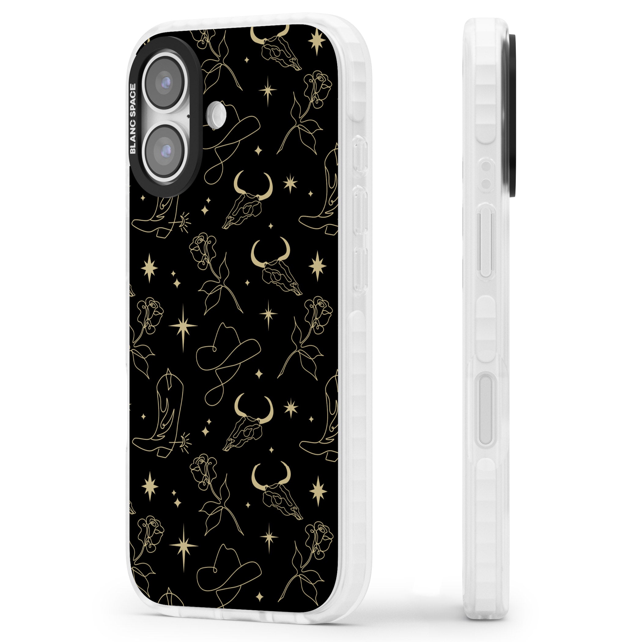 Celestial West Pattern iPhone 17 Impact Clear Phone Case Side Profile