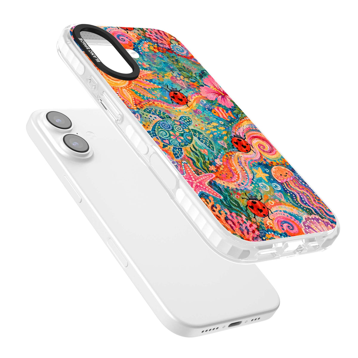 Coral Whimsy for her iPhone case | Black Impact case for iPhone 17