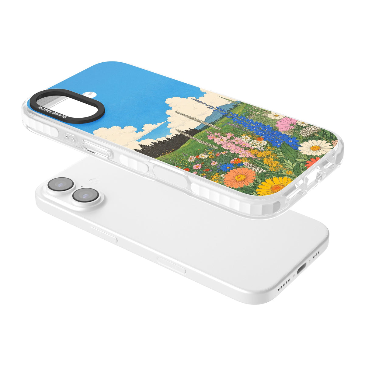 Wildbloom iPhone 16 / iPhone 16 Plus / iPhone 17 Impact Clear Phone Case angled