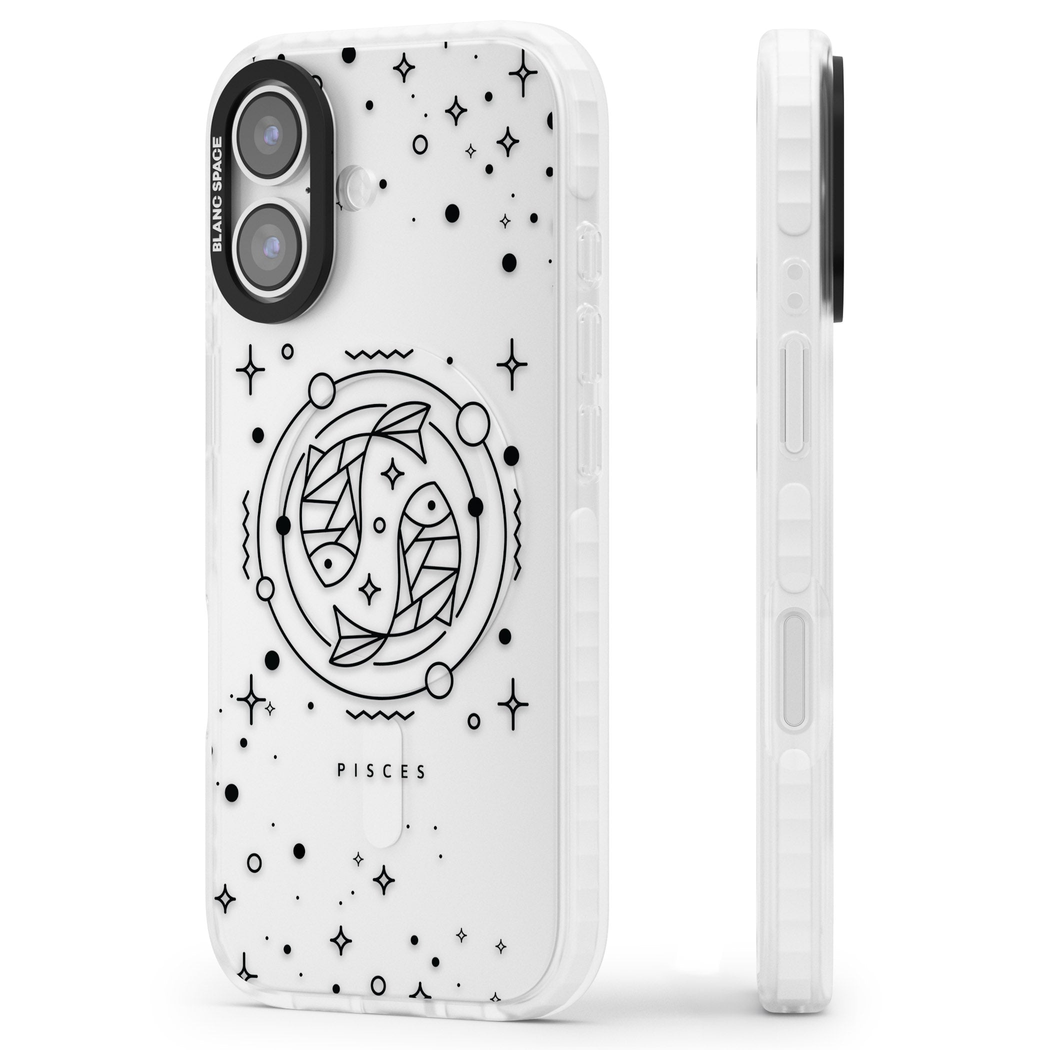 Pisces Emblem Transparent iPhone 17 Impact Clear Phone Case Side Profile