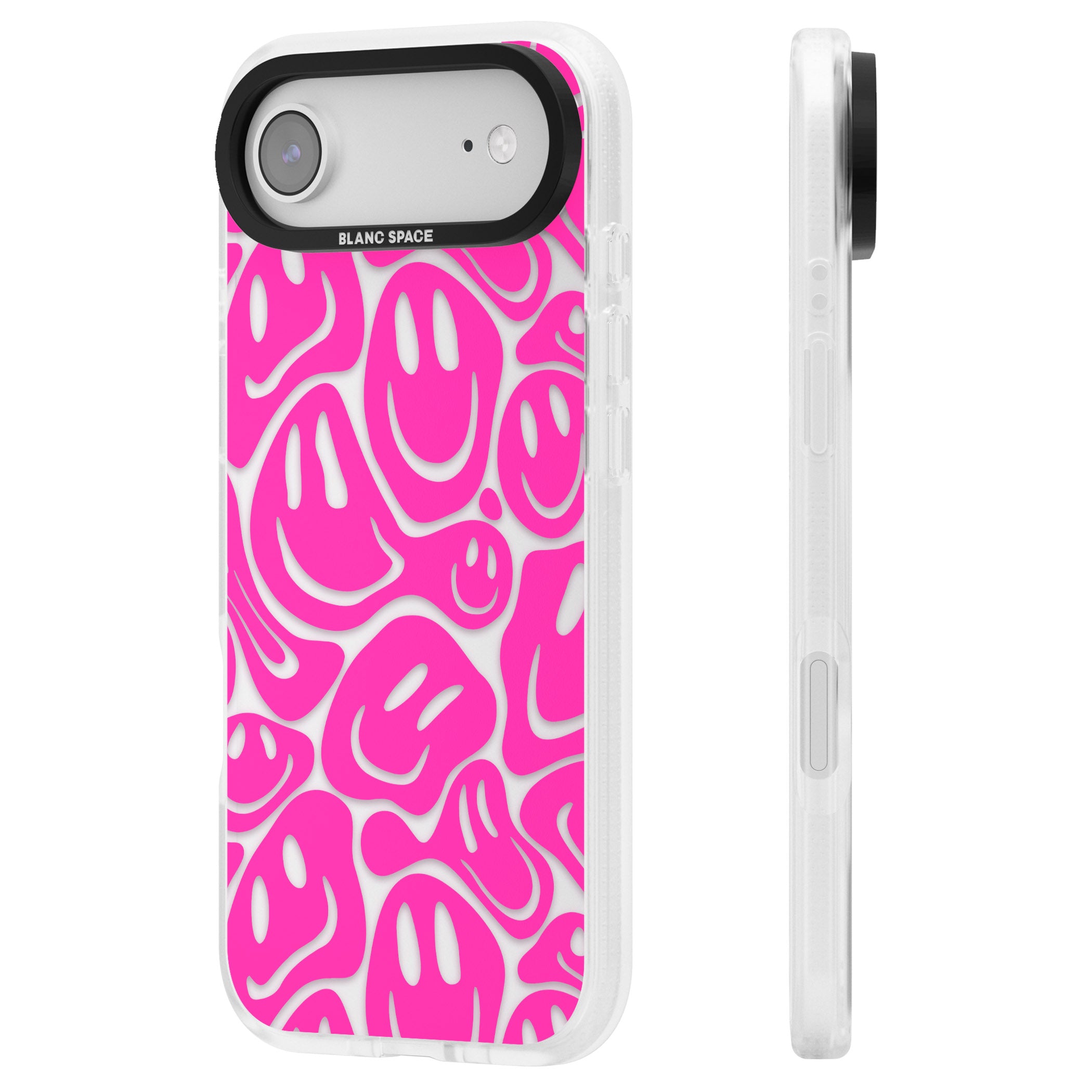 Pink Acid Faces iPhone 17 Air Impact Air Clear Phone Case Side Profile
