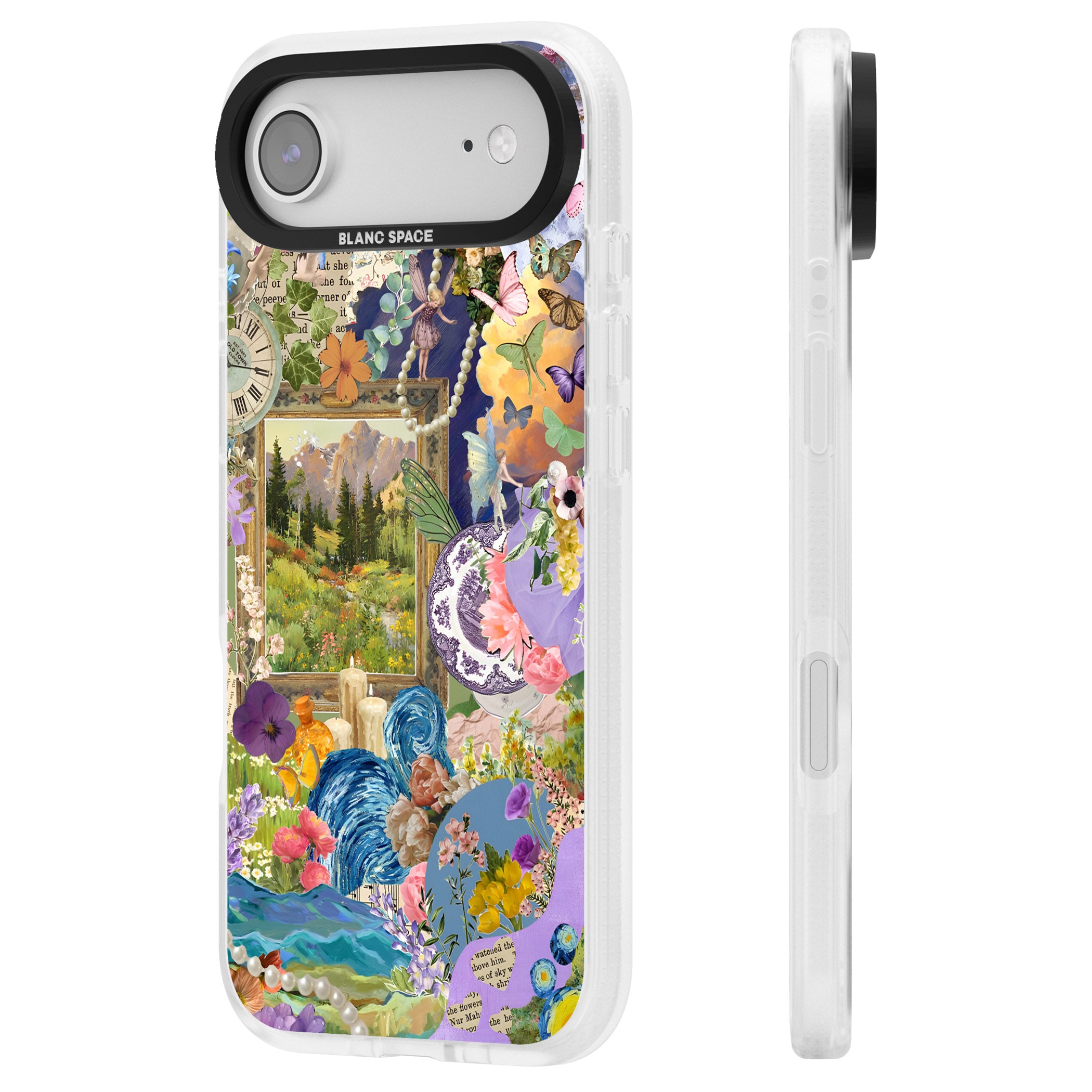 Vibrant Whimsy Collage iPhone 17 Air Impact Air Clear Phone Case Side Profile