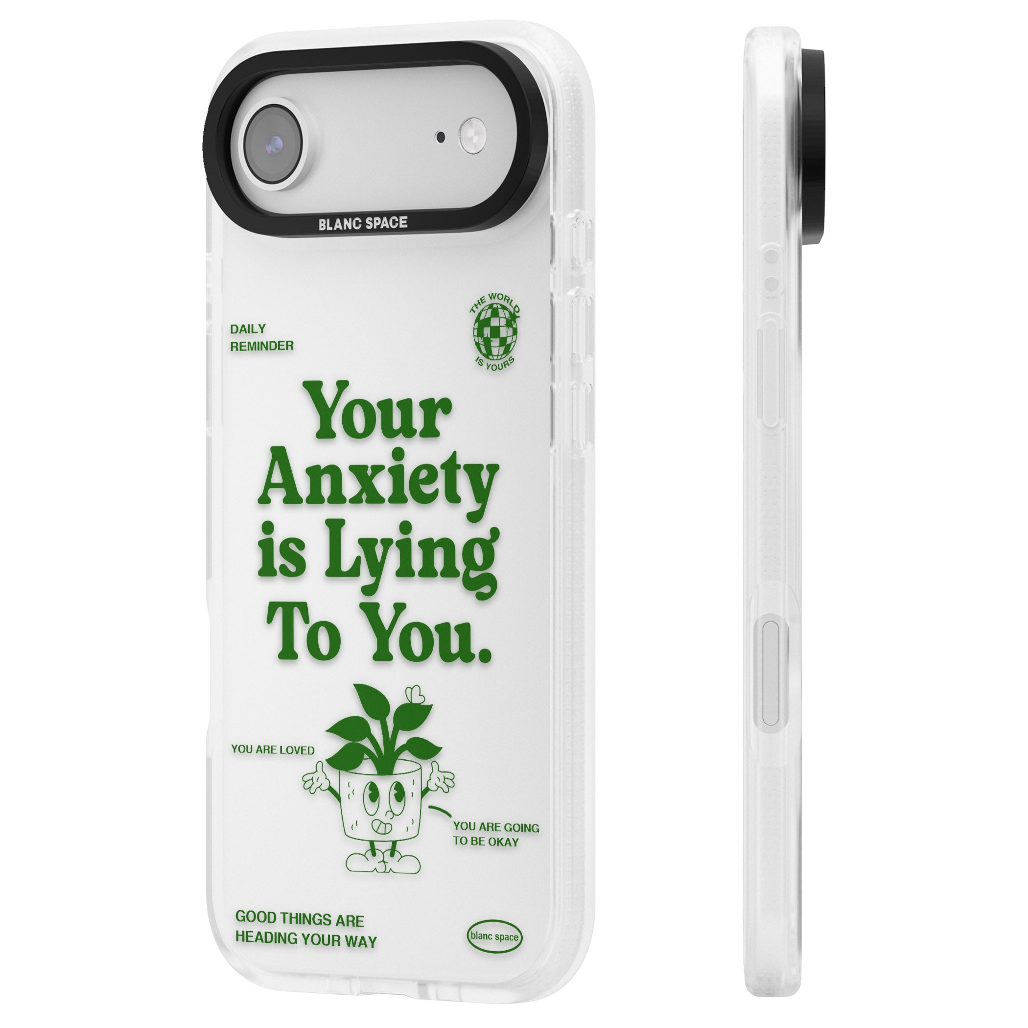 Your Anxiety Is Lying To You iPhone 17 Air Impact Air Clear Phone Case Side Profile
