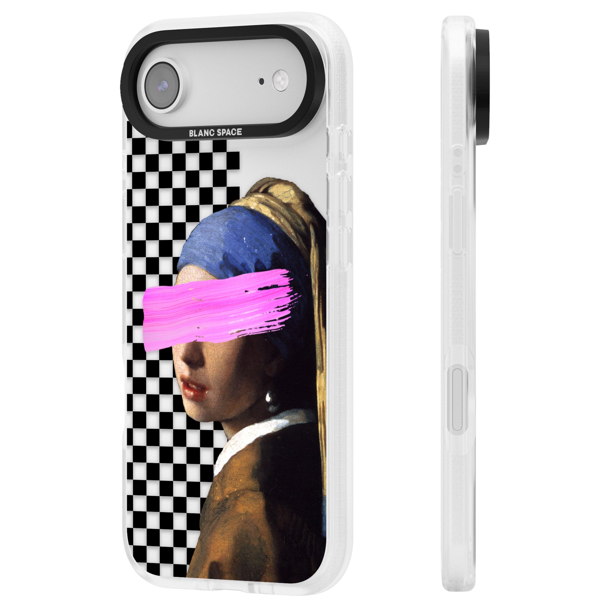 Abstract Pearl Girl iPhone 17 Air Impact Air Clear Phone Case Side Profile