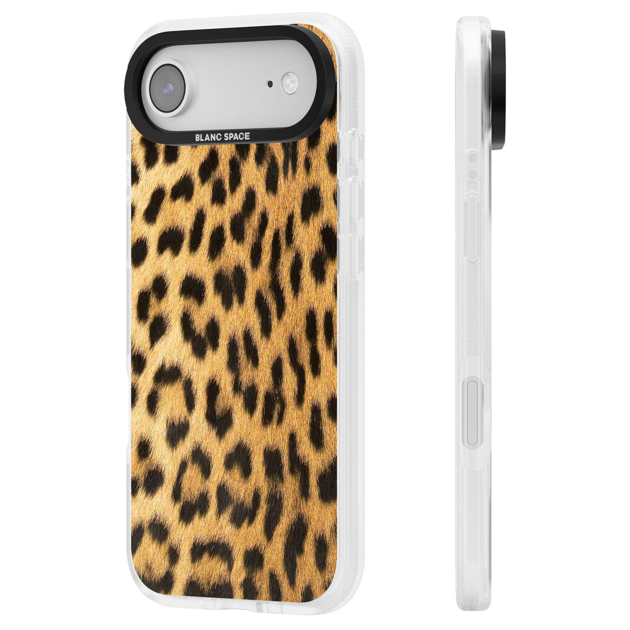 Designer Fashion Gold Leopard Print iPhone 17 Air Impact Air Clear Phone Case Side Profile