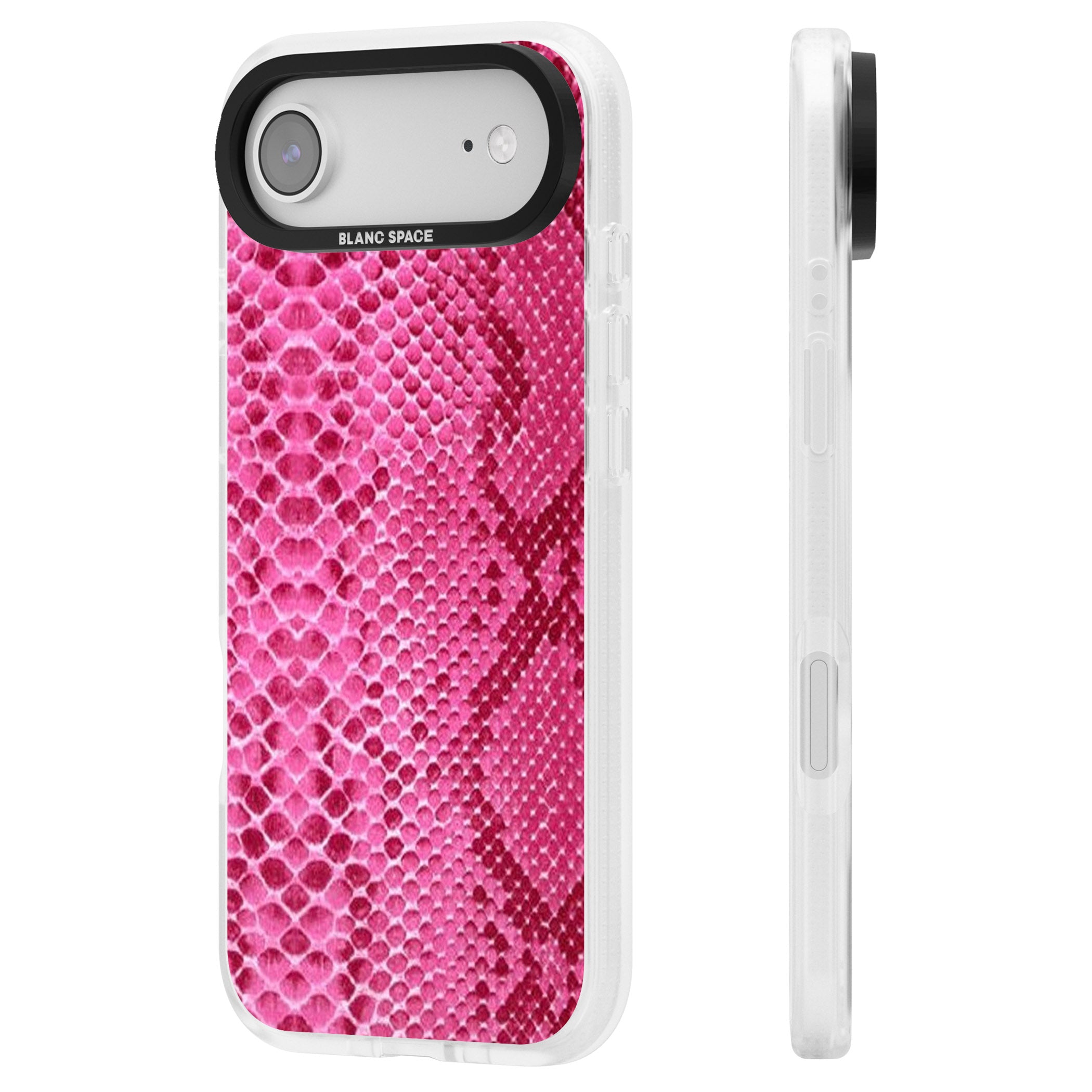 Pink Snakeskin iPhone 17 Air Impact Air Clear Phone Case Side Profile