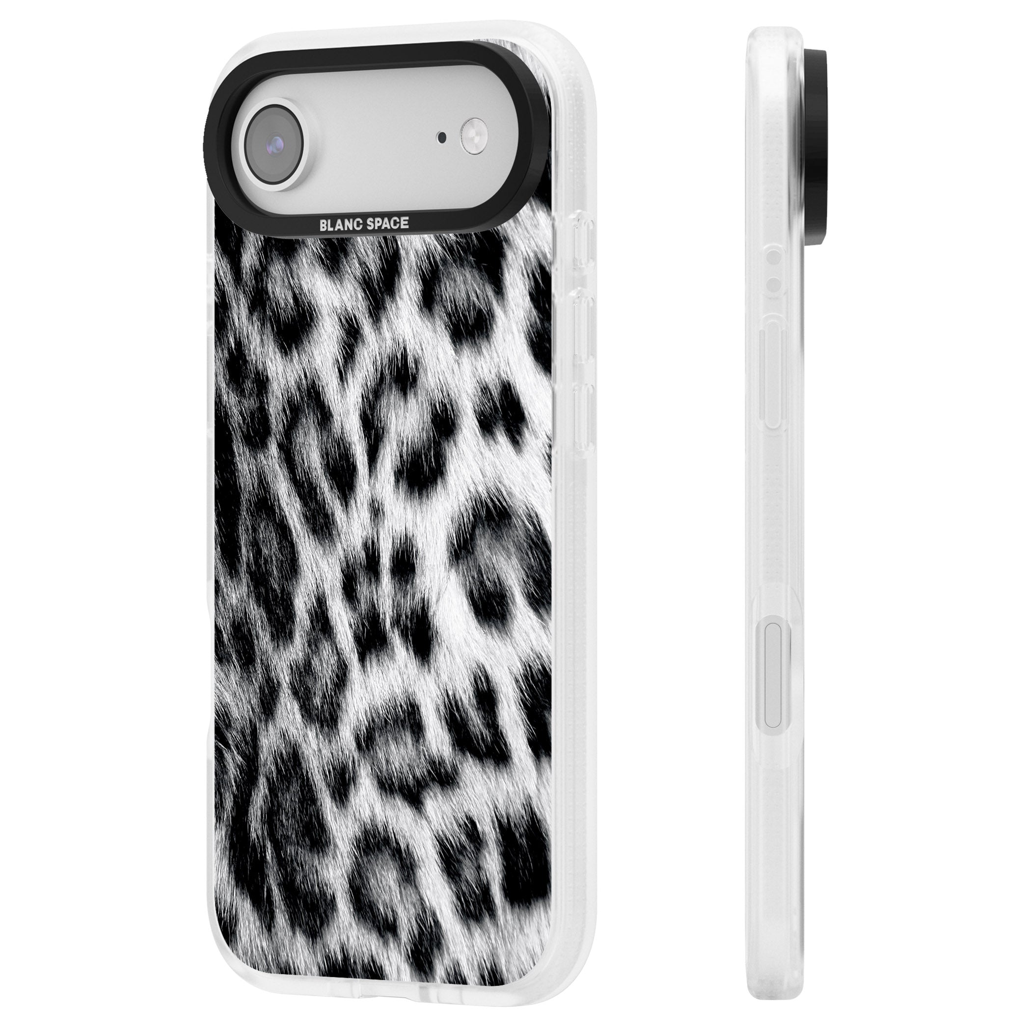 Animal Fur Pattern Snow Leopard iPhone 17 Air Impact Air Clear Phone Case Side Profile