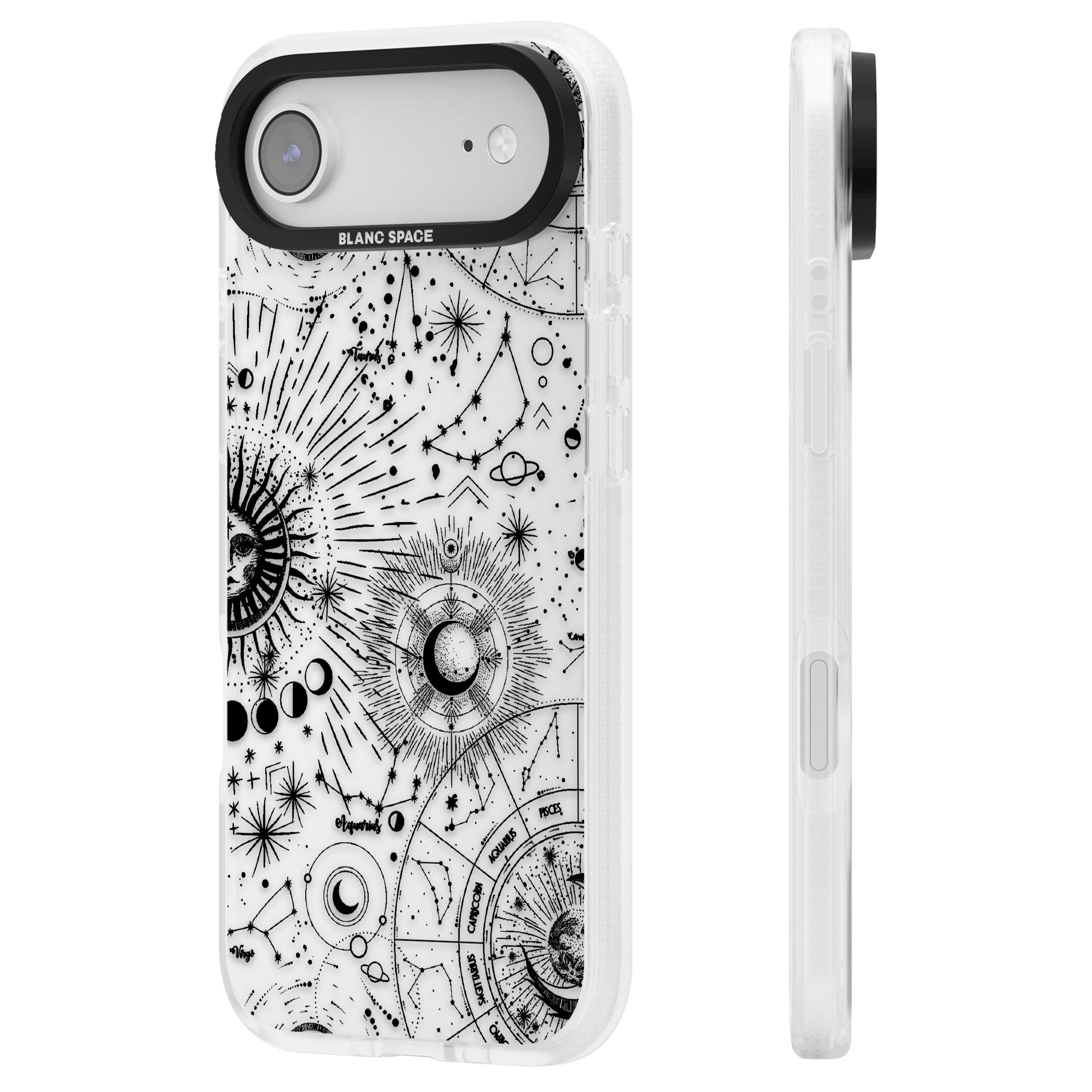 Celestial Chart iPhone 17 Air Impact Air Clear Phone Case Side Profile