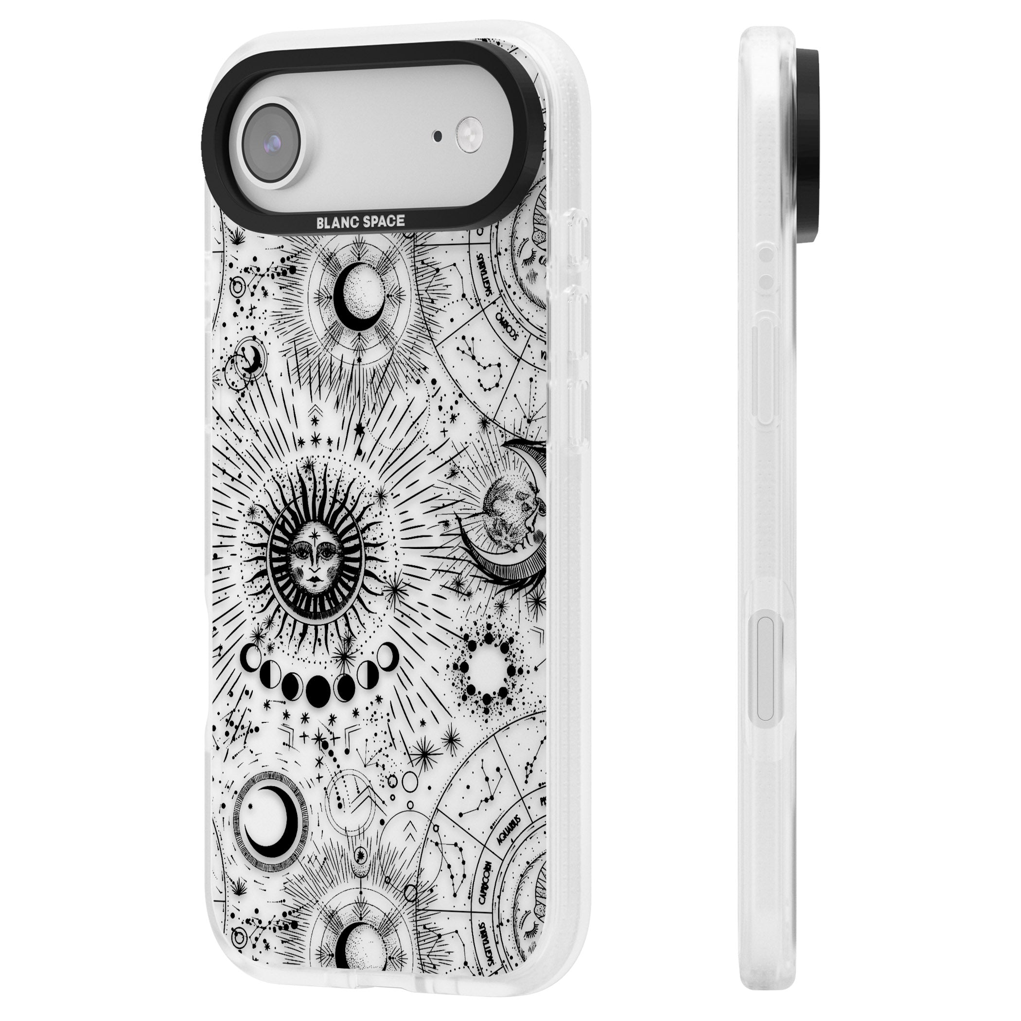 Suns & Zodiac Solar Chart iPhone 17 Air Impact Air Clear Phone Case Side Profile