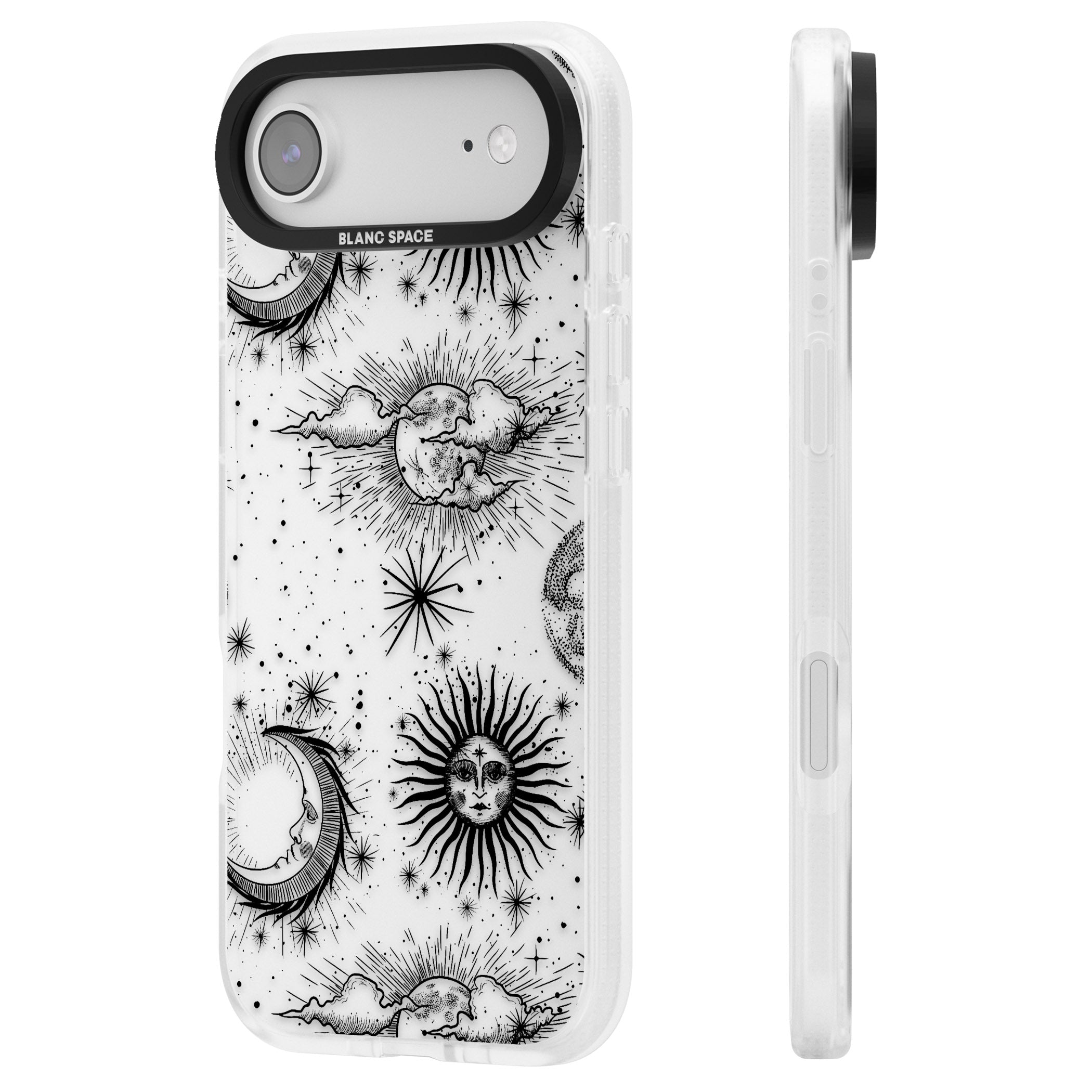 Suns, Moons & Clouds iPhone 17 Air Impact Air Clear Phone Case Side Profile