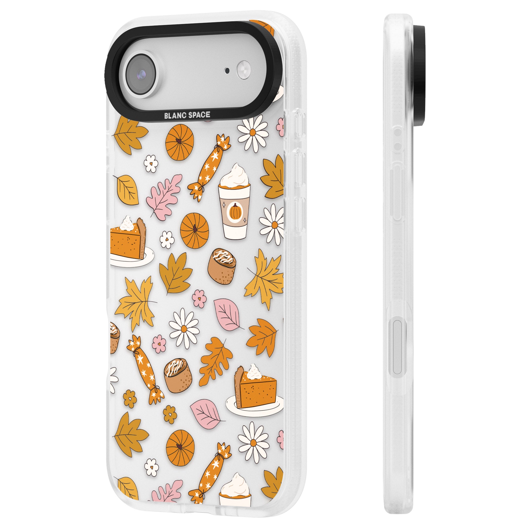 Pumpkin Spice iPhone 17 Air Impact Air Clear Phone Case Side Profile