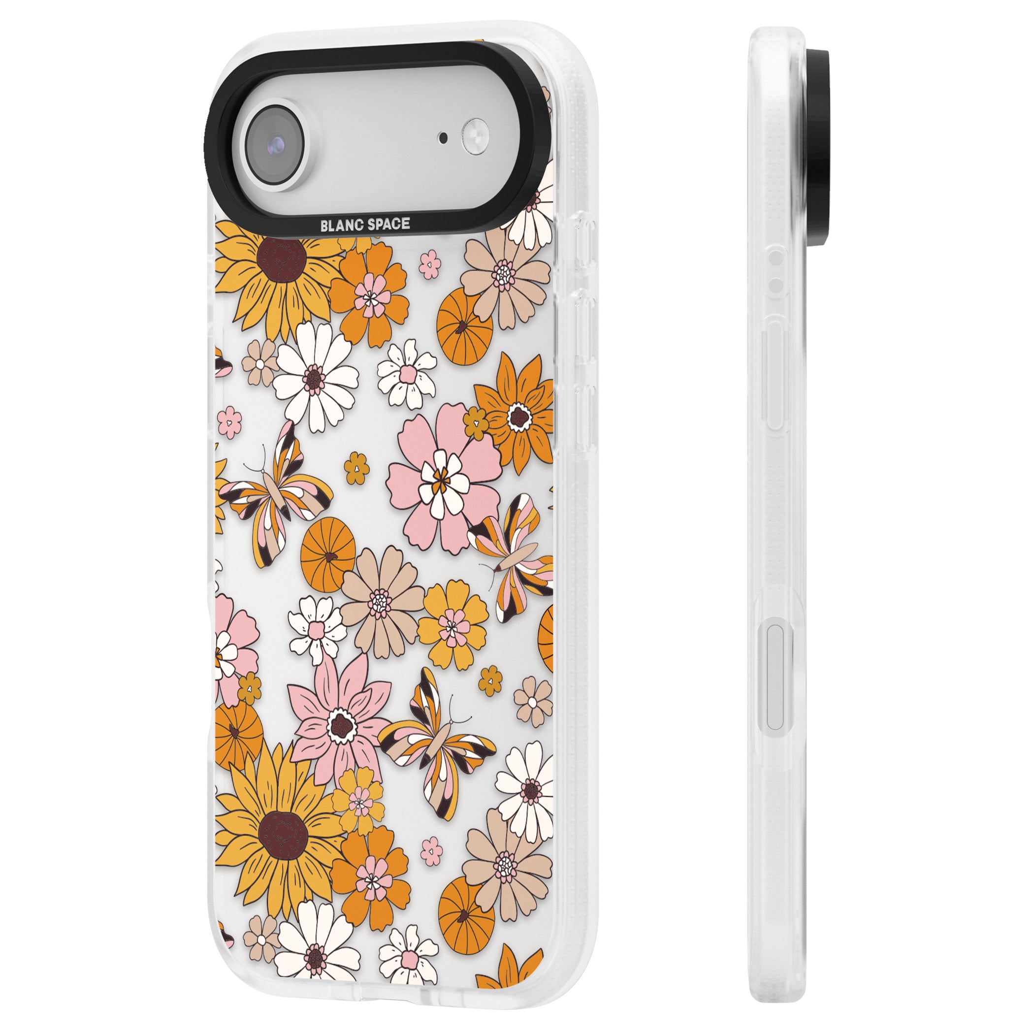 Butterfly Bloom Autumn Floral iPhone 17 Air Impact Air Clear Phone Case Side Profile