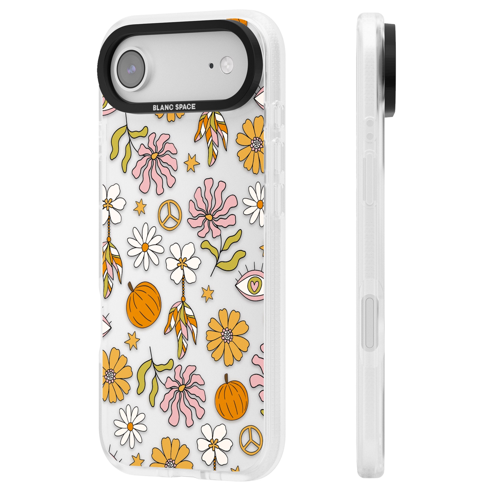 Retro Boho Fall Floral iPhone 17 Air Impact Air Clear Phone Case Side Profile