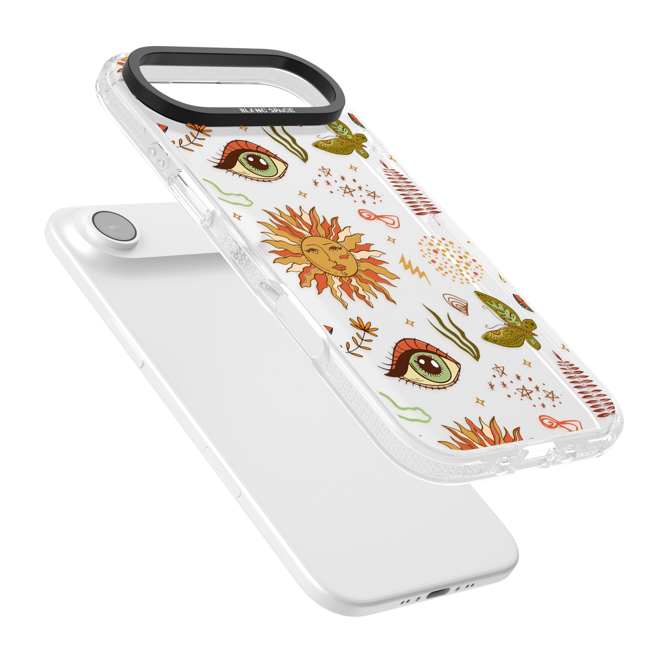 Boho Celestial Sun & Eye Pattern iPhone 17 Air Impact Air Clear Phone Case Colours
