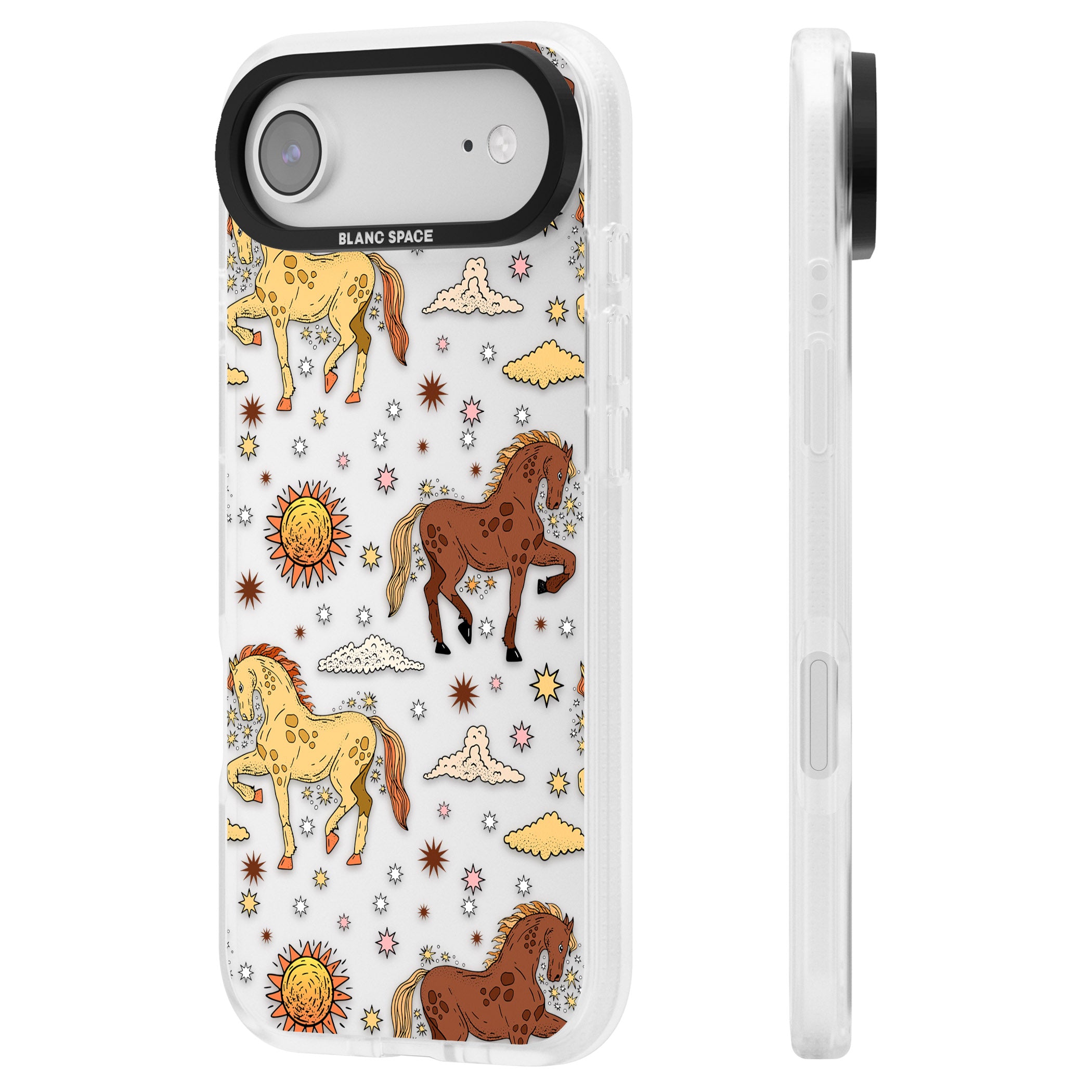 Boho Celestial Wild Horses iPhone 17 Air Impact Air Clear Phone Case Side Profile