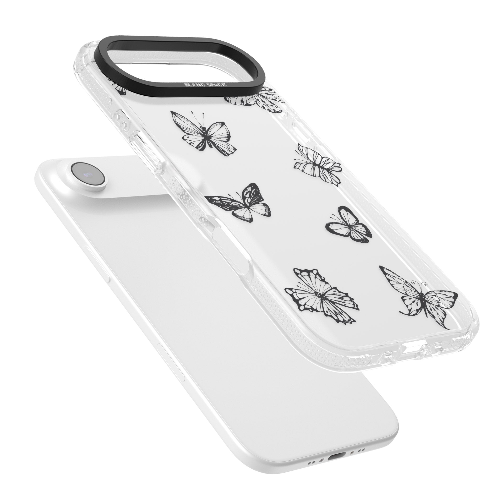 Grey Butterfly Line Pattern iPhone 17 Air Impact Air Clear Phone Case Colours