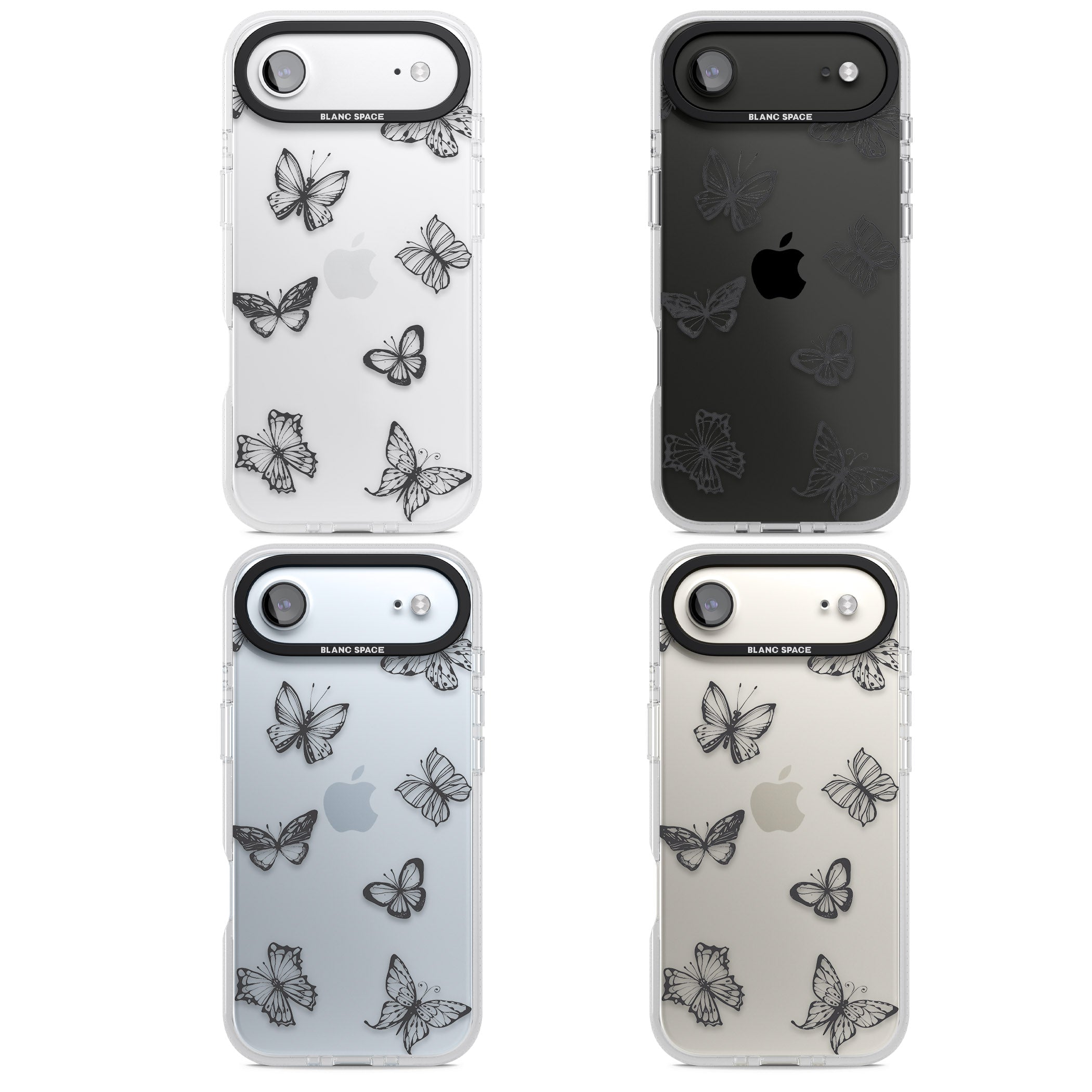Grey Butterfly Line Pattern iPhone 17 Air Impact Air Clear Phone Case APT Impact Protection