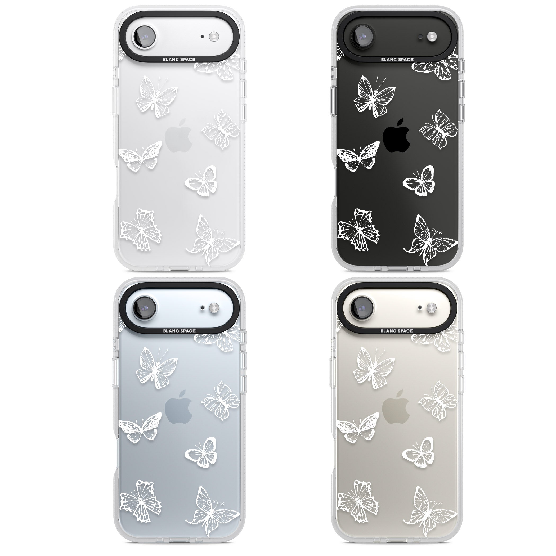 White Butterfly Line Pattern iPhone 17 Air Impact Air Clear Phone Case APT Impact Protection