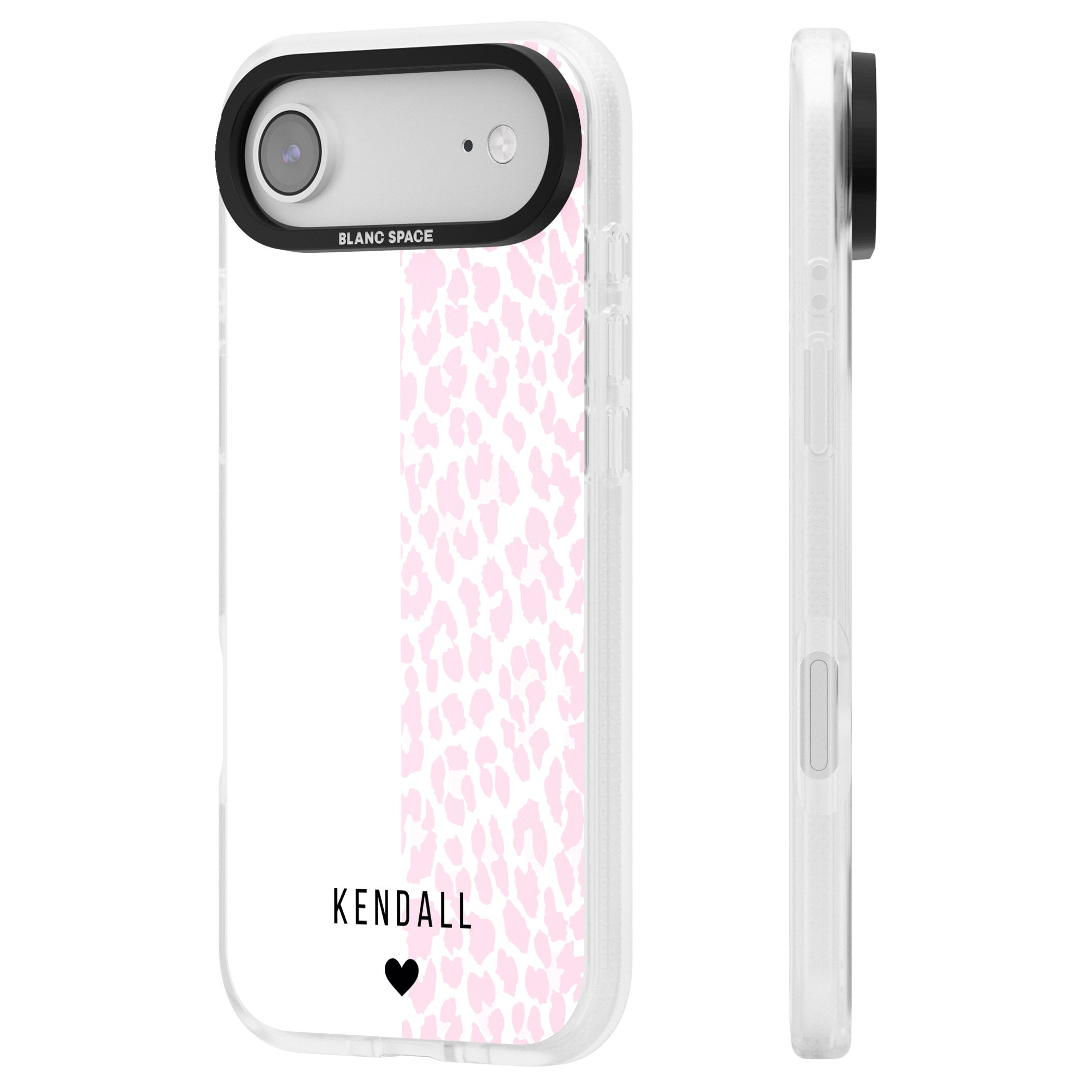 Personalised Pink Leopard iPhone 17 Air Impact Air Clear Phone Case Side Profile