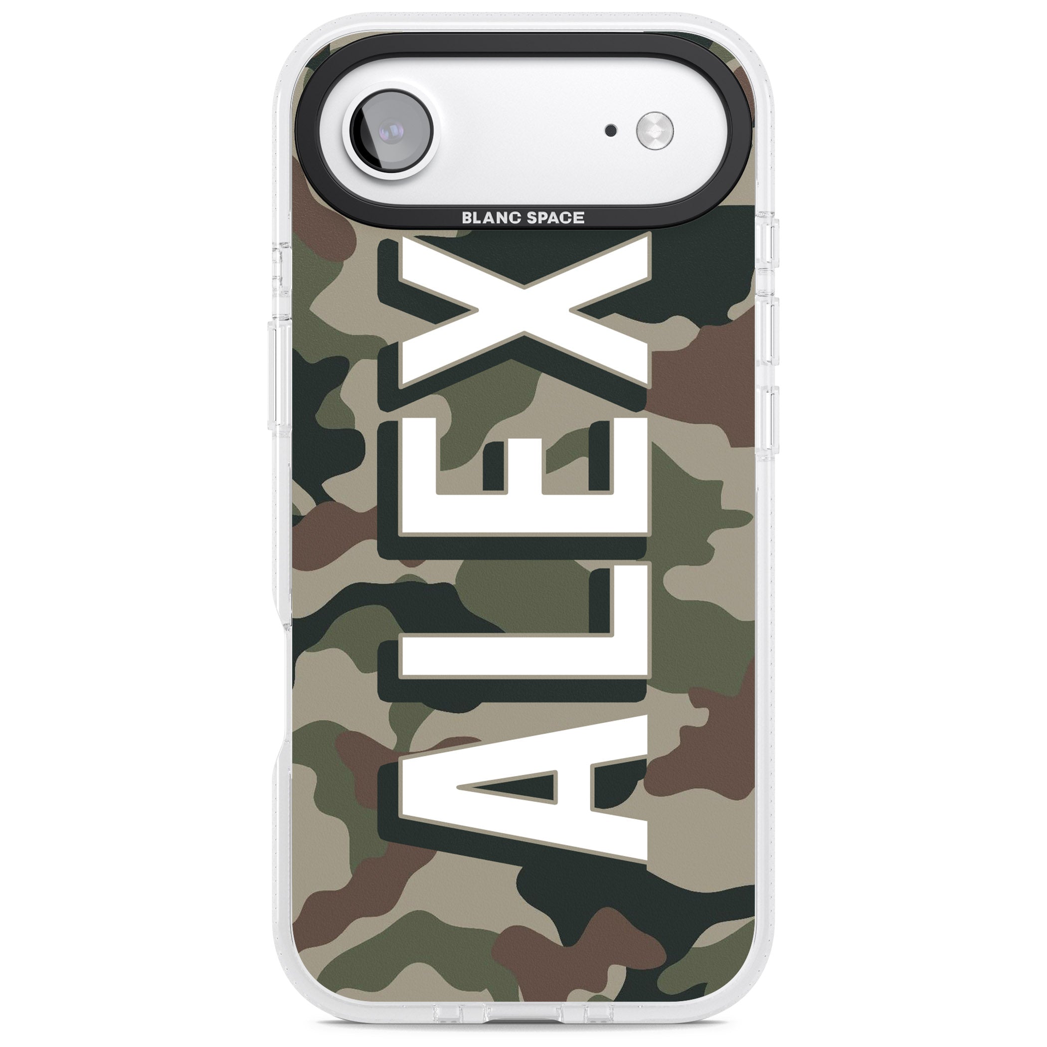 Personalised Classic Green Camo iPhone 17 Air Impact Air Clear Phone Case