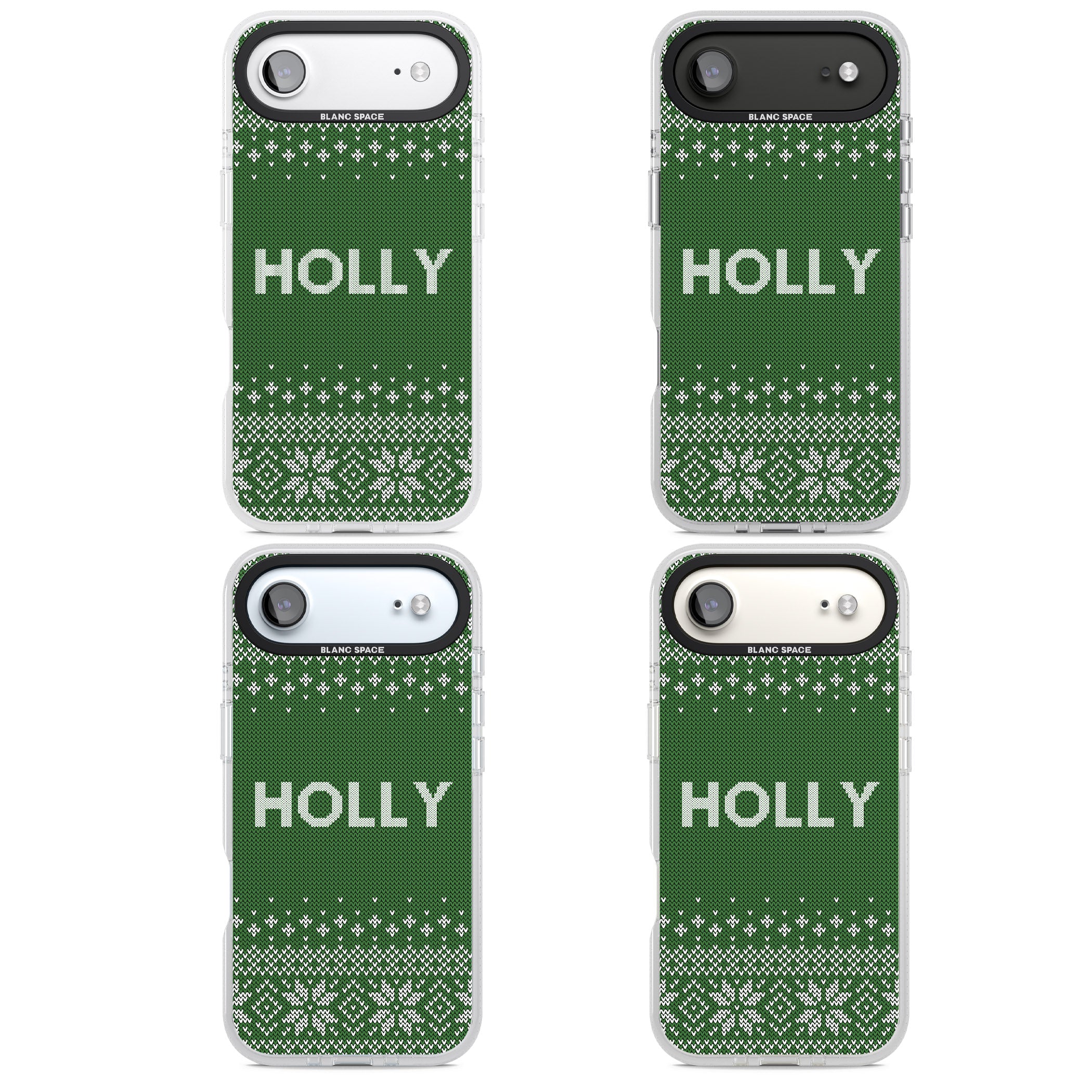 Personalised Green Christmas Knit iPhone 17 Air Impact Air Clear Phone Case APT Impact Protection