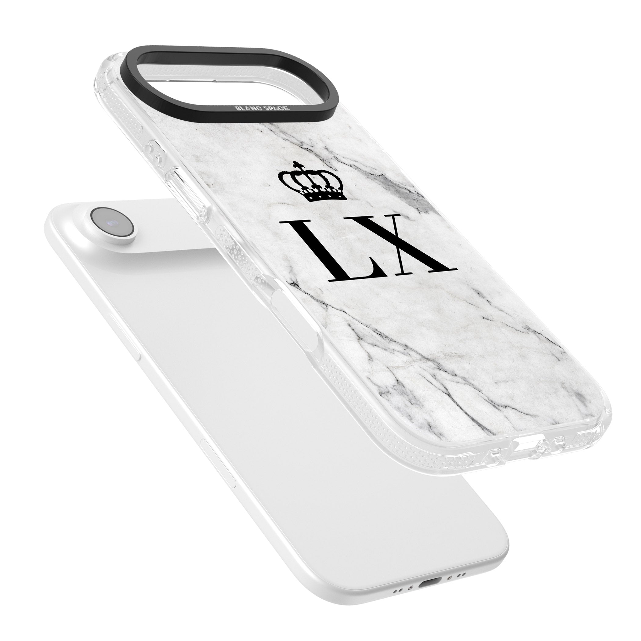 Personalised Initial Crown Marble iPhone 17 Air Impact Air Clear Phone Case Colours