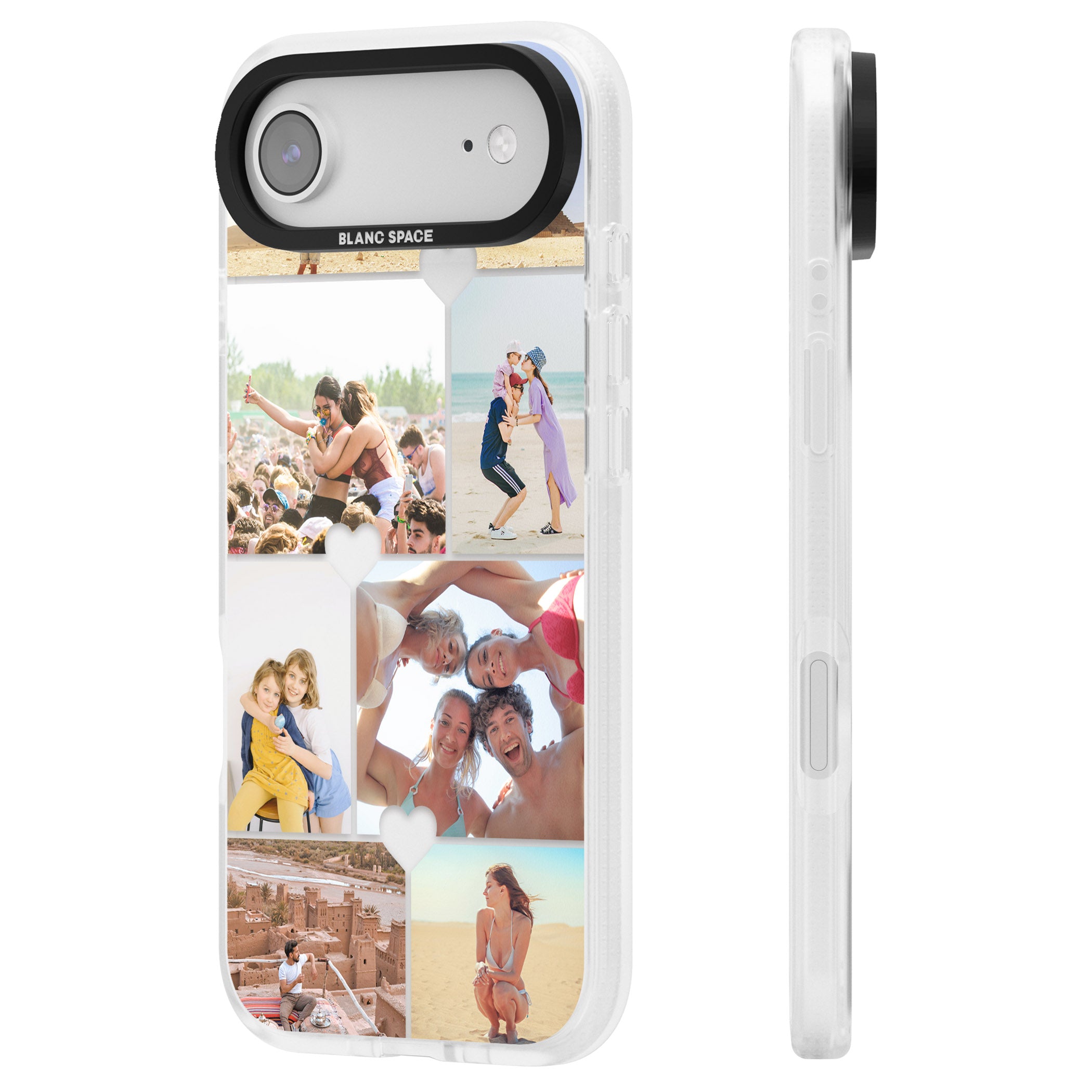 Personalised Heart Photo Grid iPhone 17 Air Impact Air Clear Phone Case Side Profile