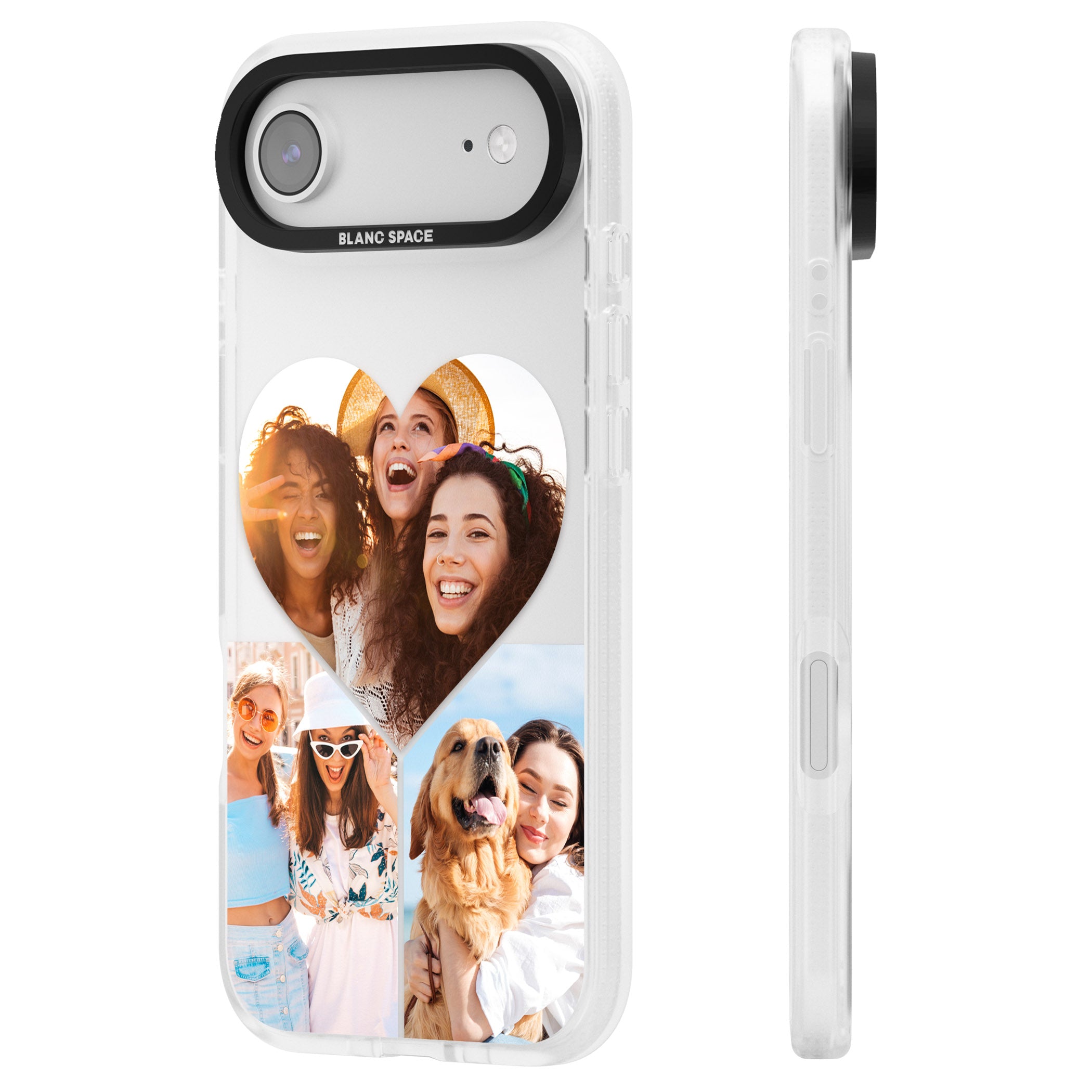 Personalised Heart Photo iPhone 17 Air Impact Air Clear Phone Case Side Profile