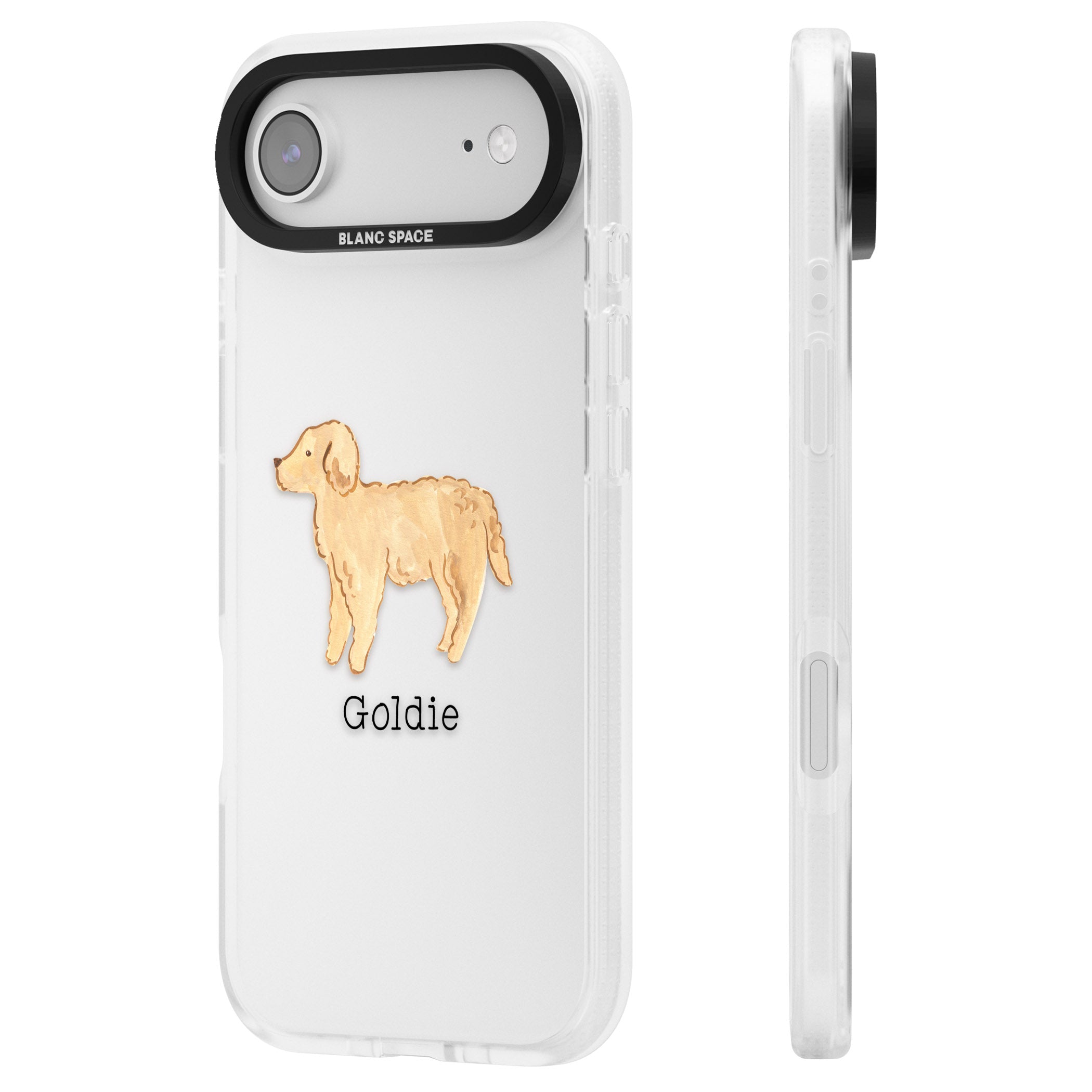 Personalised Goldendoodle iPhone 17 Air Impact Air Clear Phone Case Side Profile