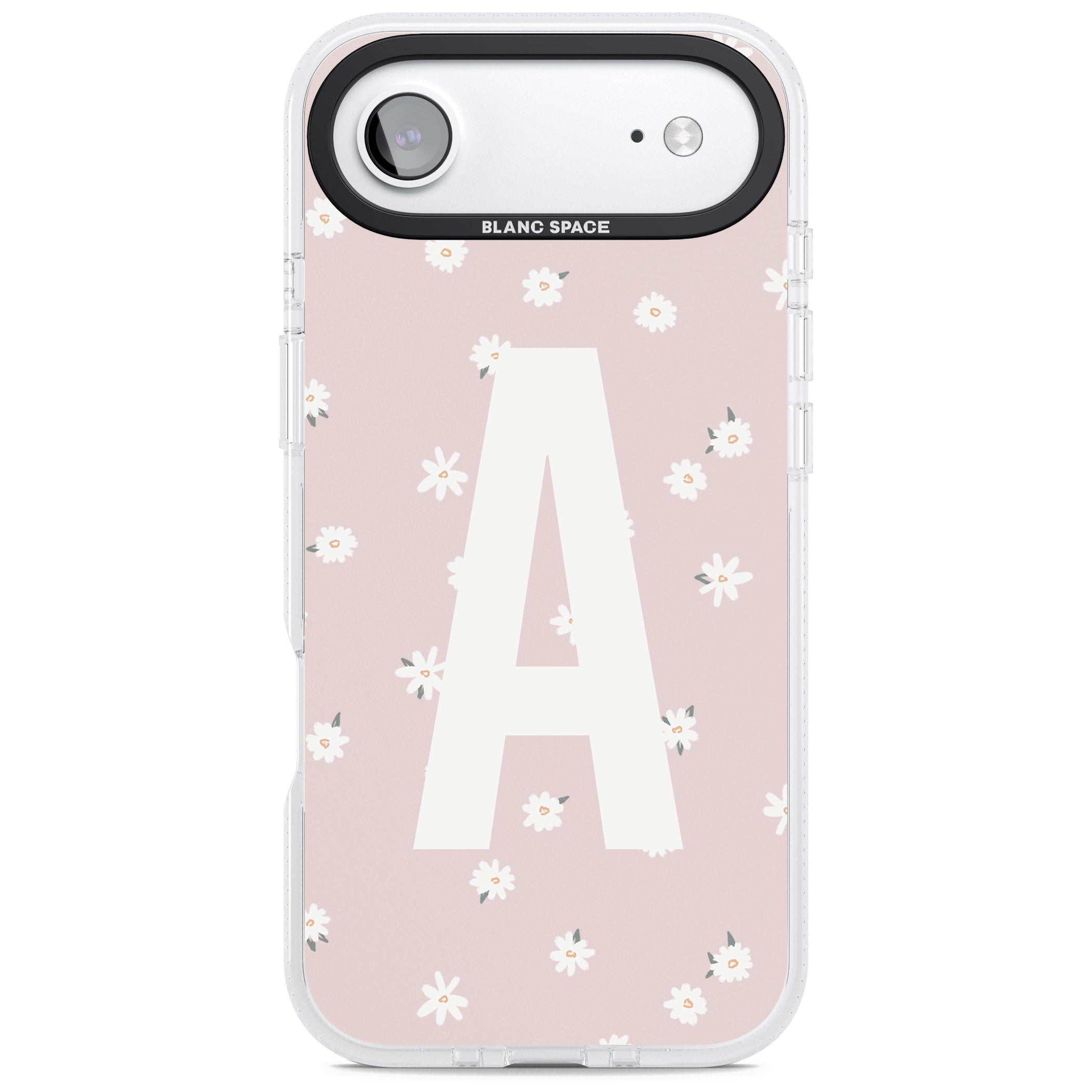 Personalised Pink Daisy Initial iPhone 17 Air Impact Air Clear Phone Case