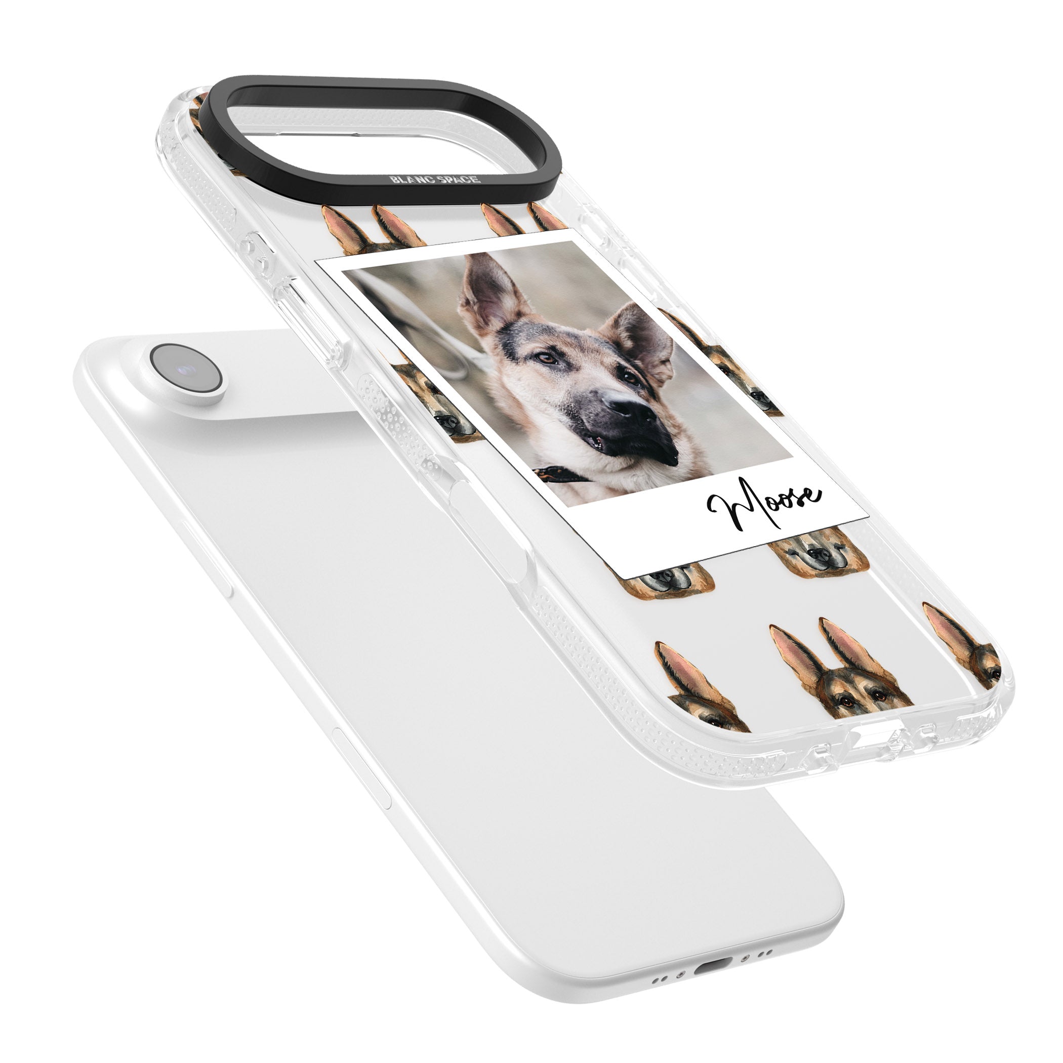 Personalised German Shepherd Instant Camera Photo iPhone 17 Air Impact Air Clear Phone Case Colours